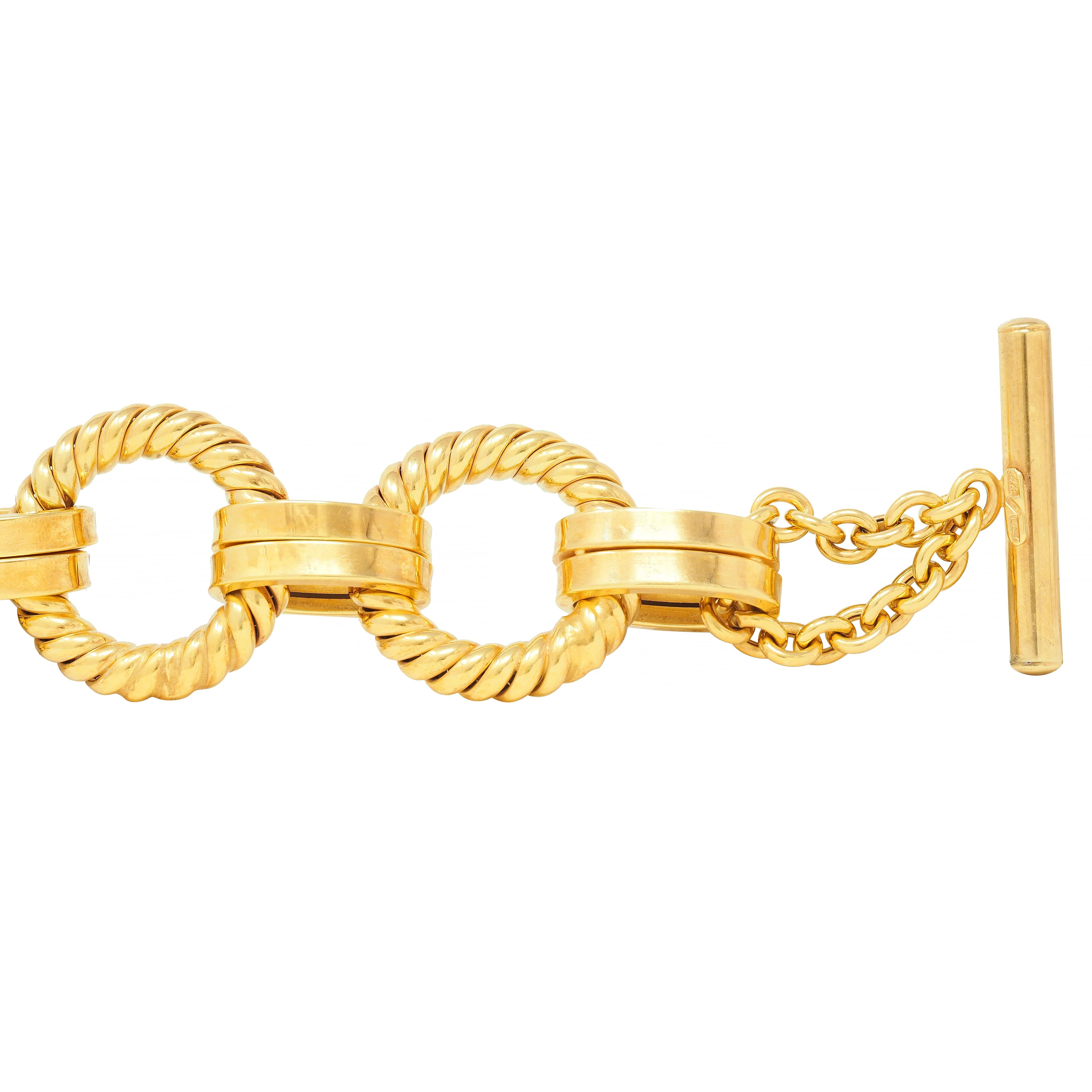 1970's 14 Karat Yellow Gold Vintage Twisted Rope Link Bracelet