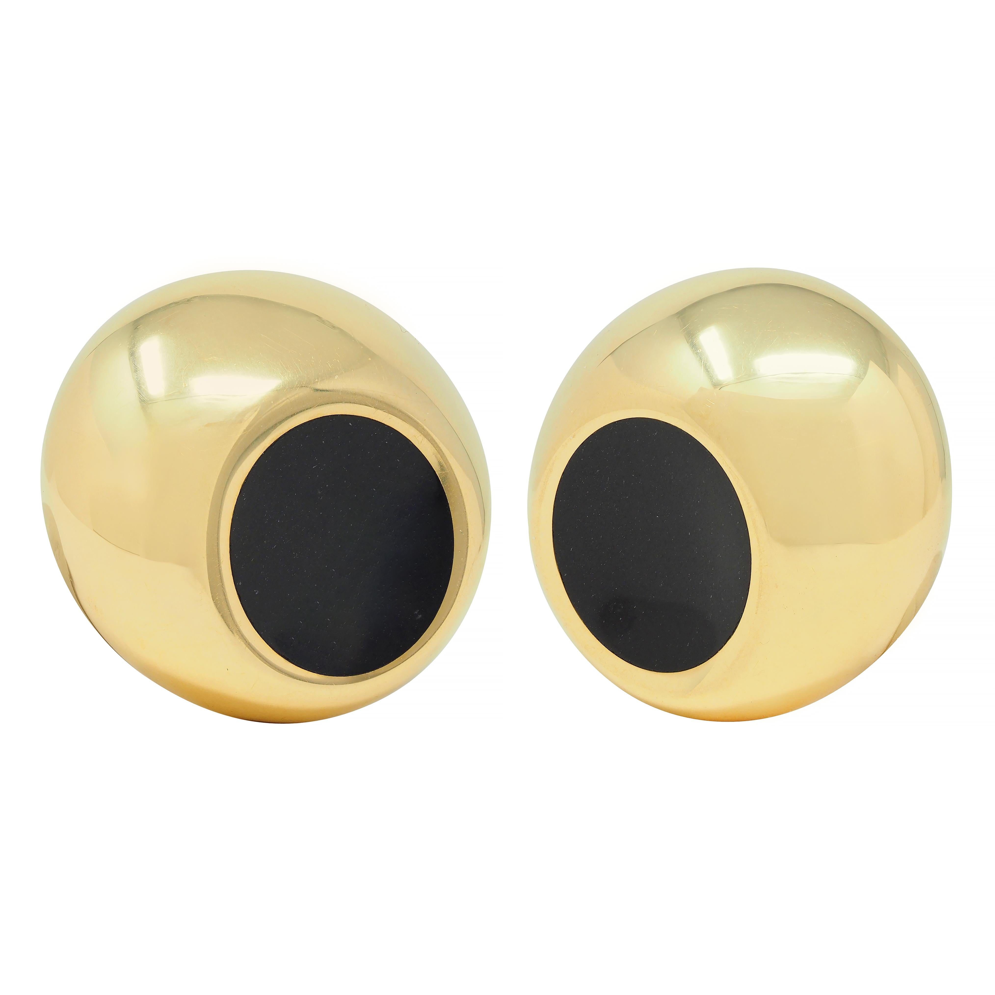 Elsa Peretti Tiffany & Co. Onyx 18 Karat Gold Thumbprint Ear-Clip Earrings