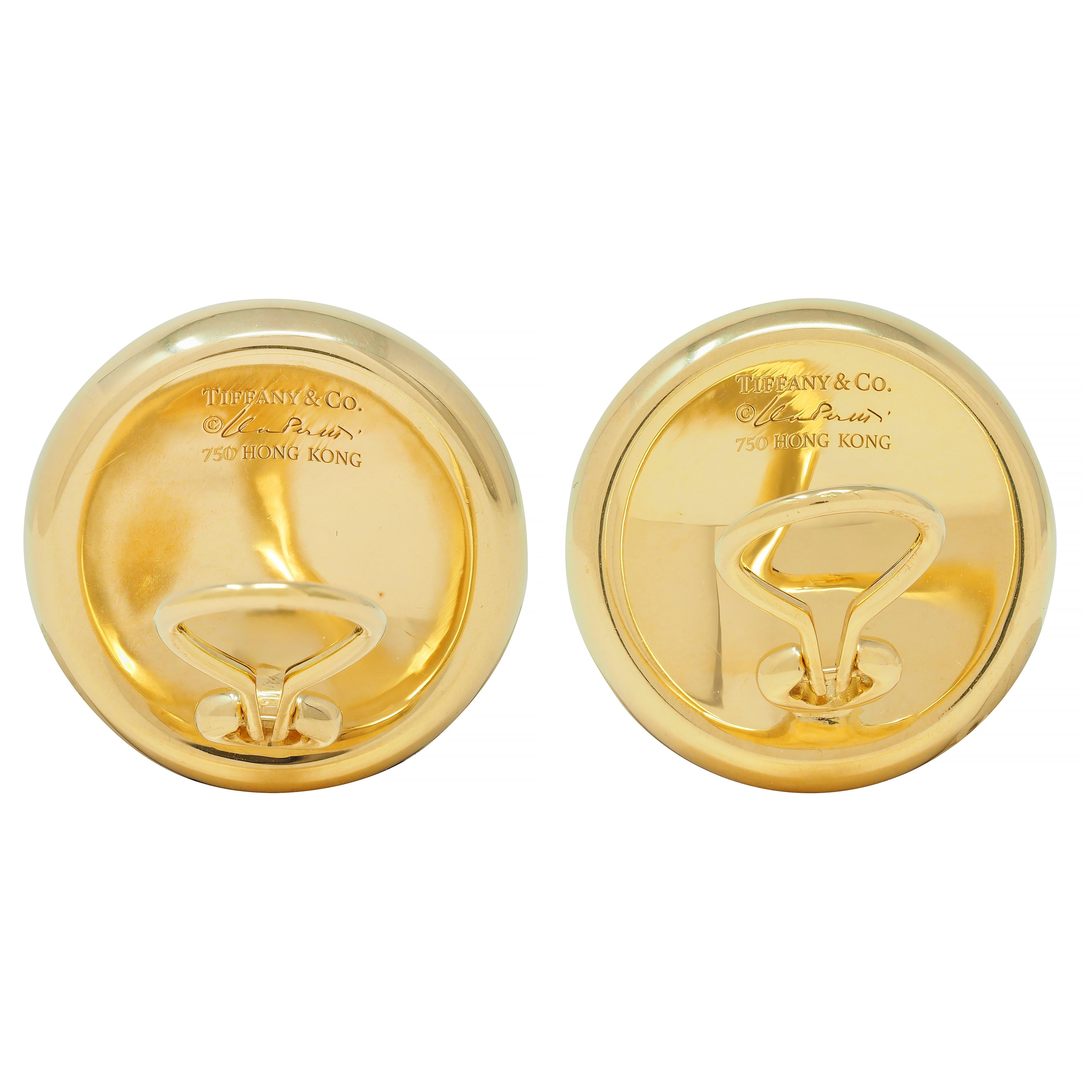 Elsa Peretti Tiffany & Co. Onyx 18 Karat Gold Thumbprint Ear-Clip Earrings