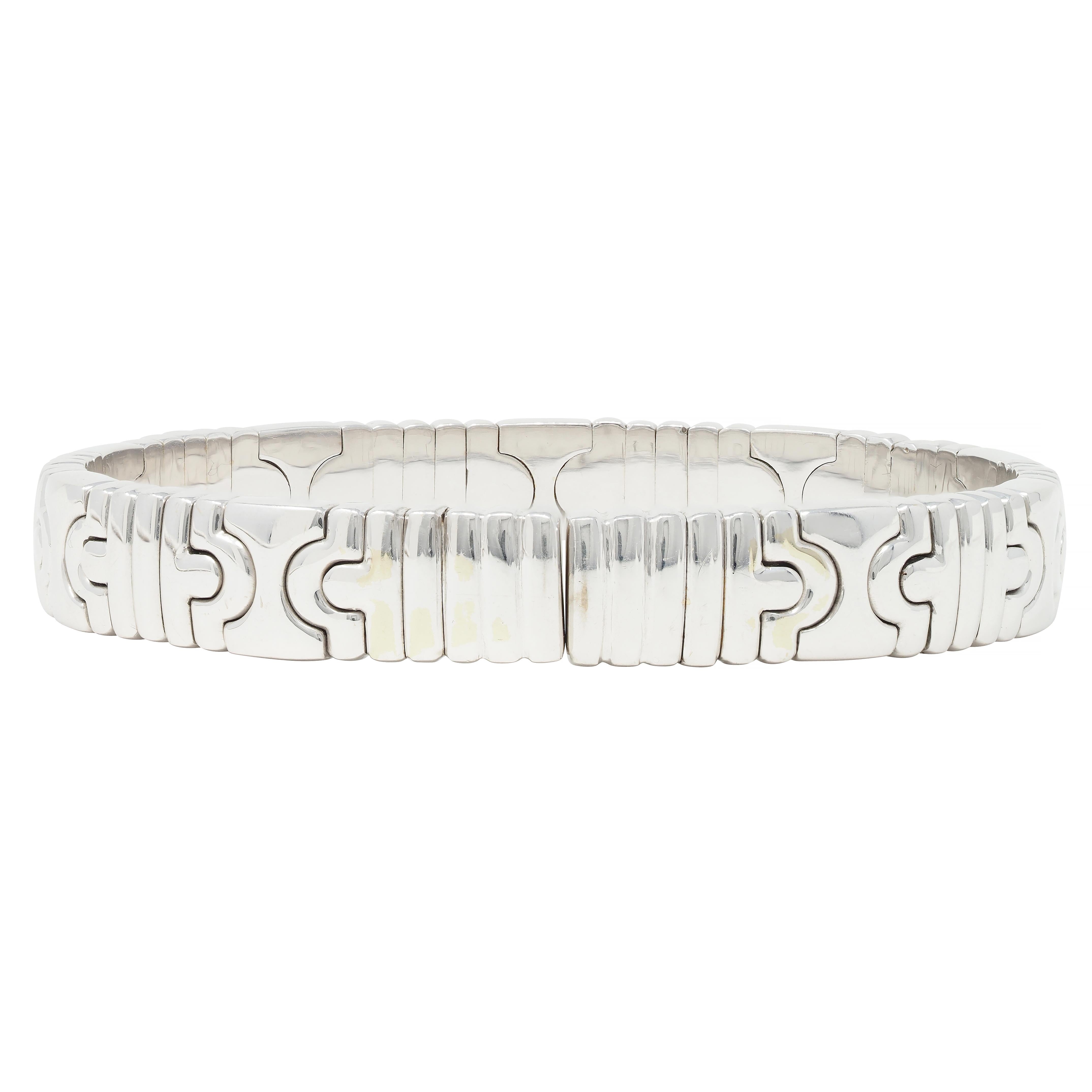 Bulgari 1990s 18 Karat White Gold Parentesi Vintage Cuff Bracelet