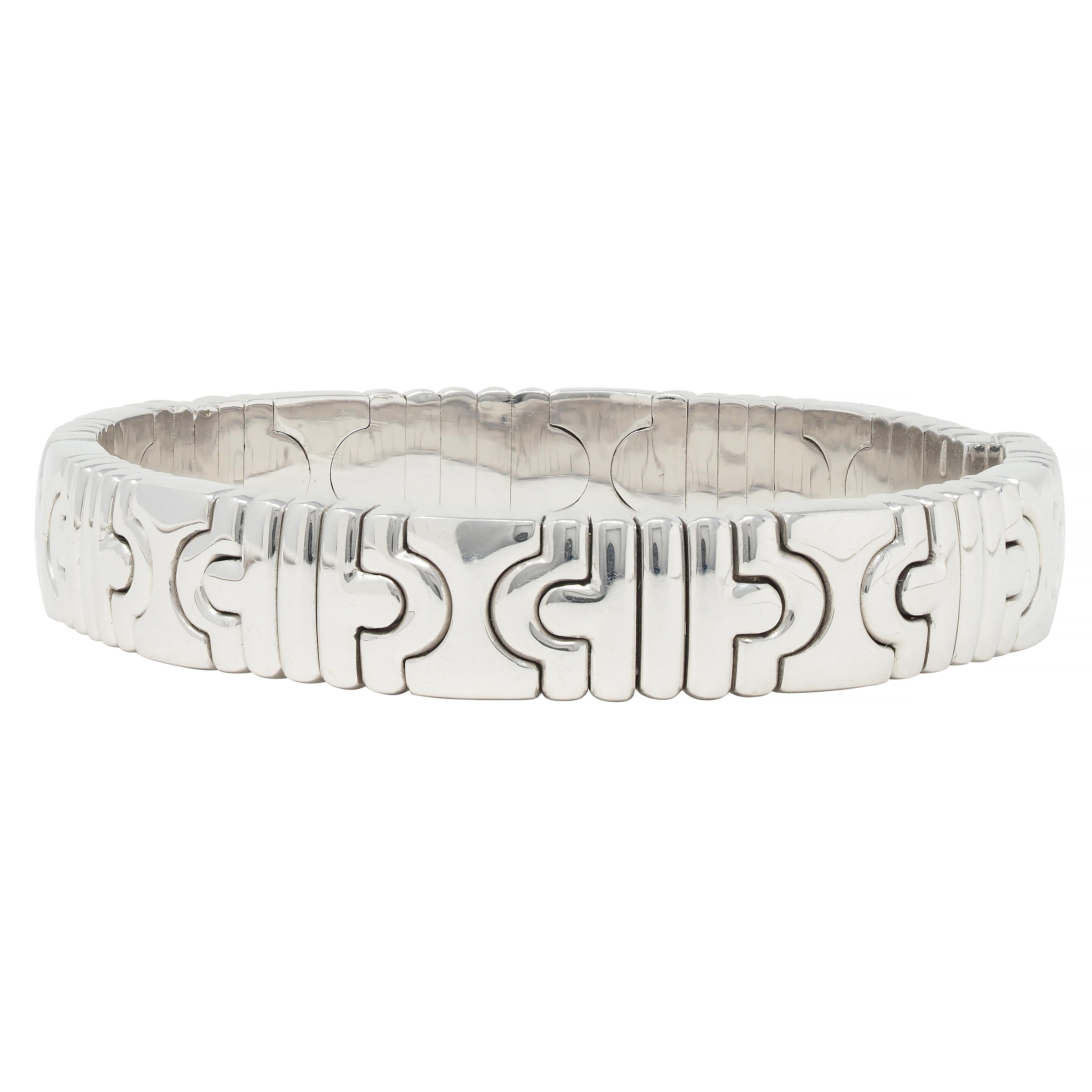 Bulgari 1990s 18 Karat White Gold Parentesi Vintage Cuff Bracelet