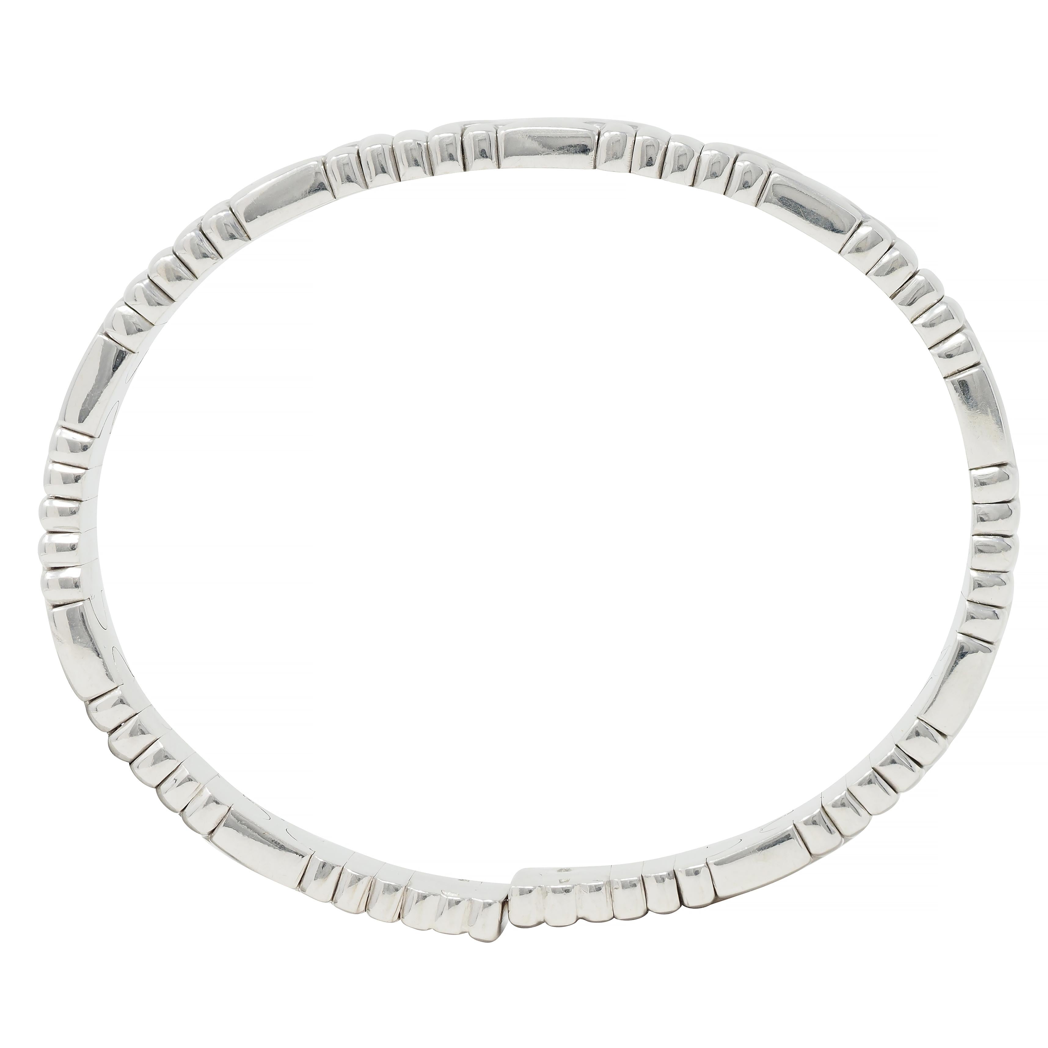 Bulgari 1990s 18 Karat White Gold Parentesi Vintage Cuff Bracelet