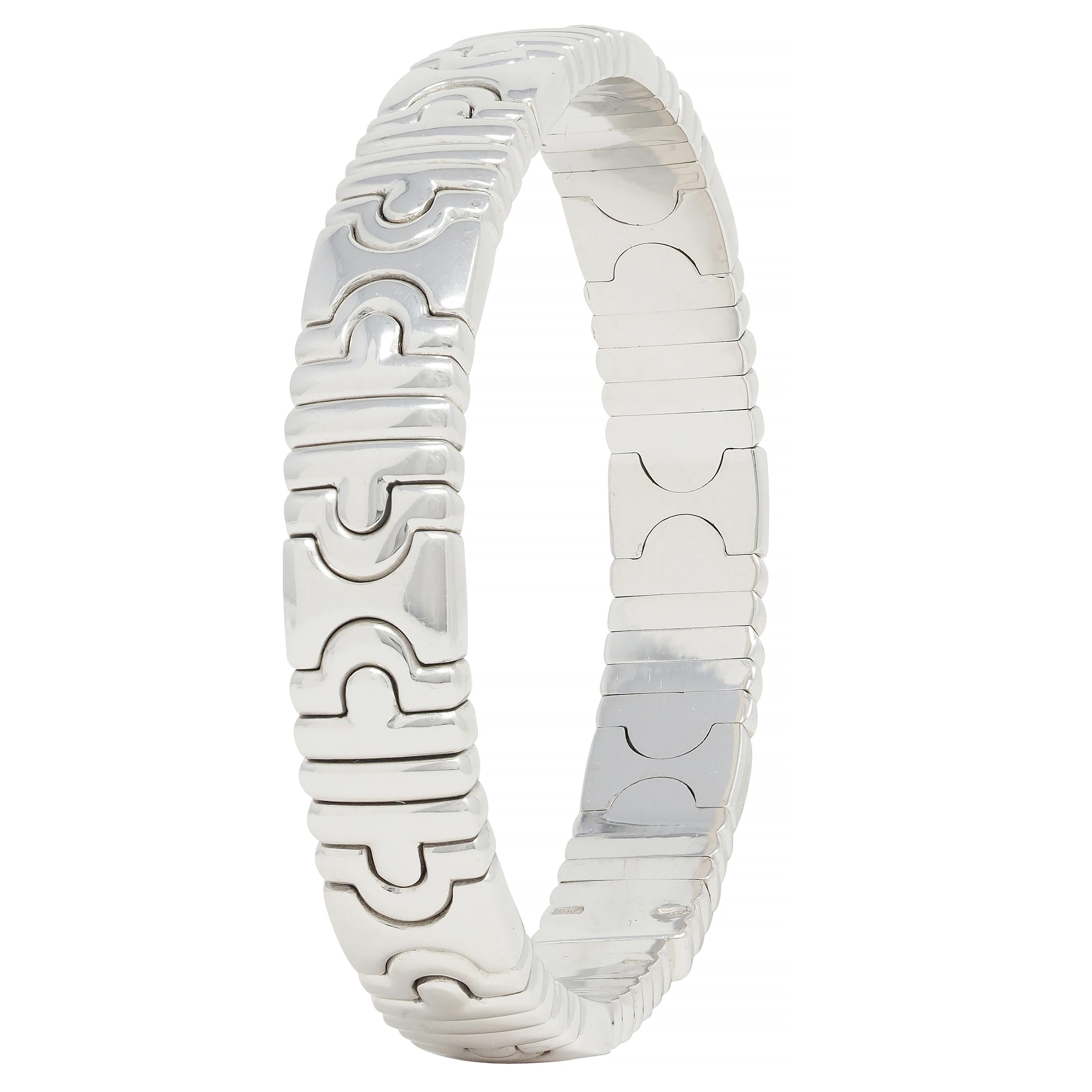 Bulgari 1990s 18 Karat White Gold Parentesi Vintage Cuff Bracelet