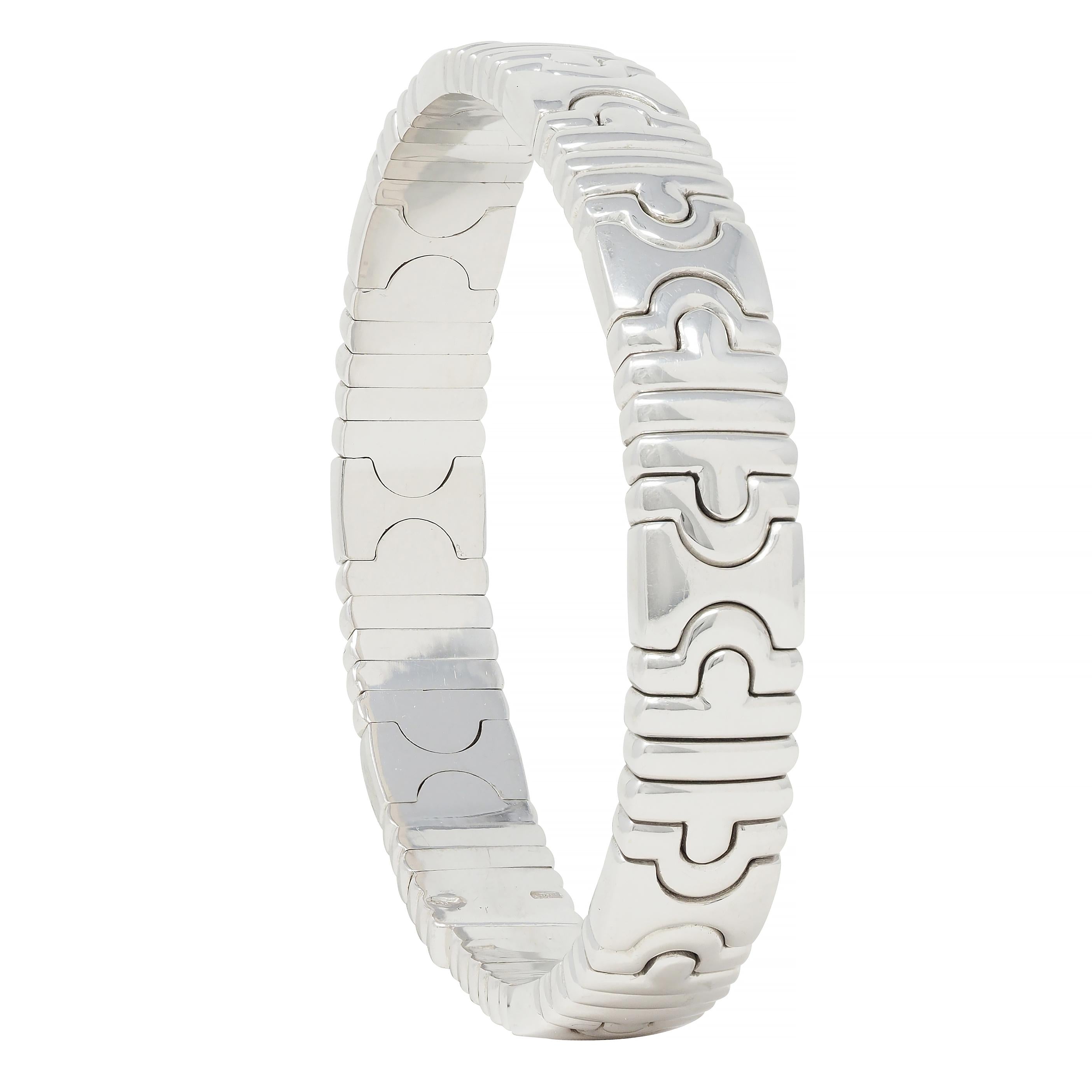 Bulgari 1990s 18 Karat White Gold Parentesi Vintage Cuff Bracelet