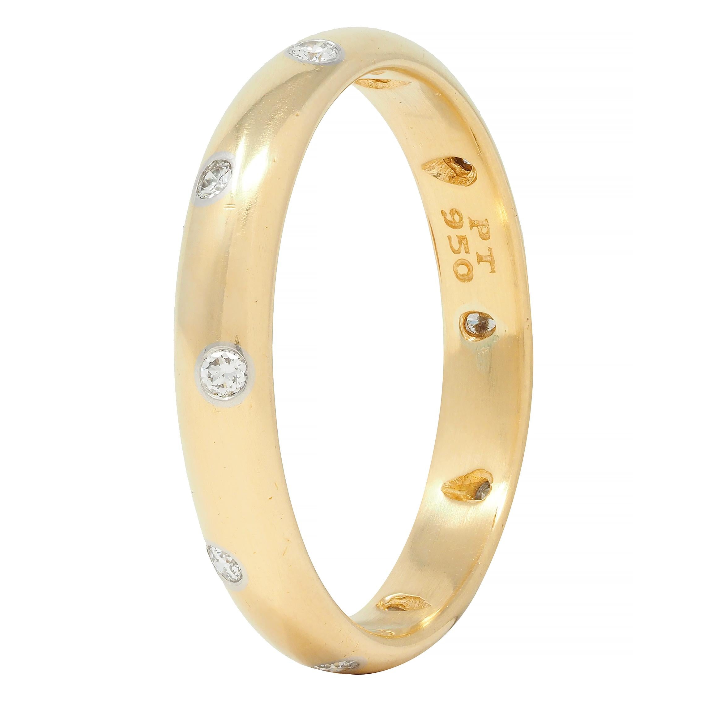 Tiffany & Co. 1990's Diamond Platinum 18 Karat Yellow Gold Etoile Band Ring