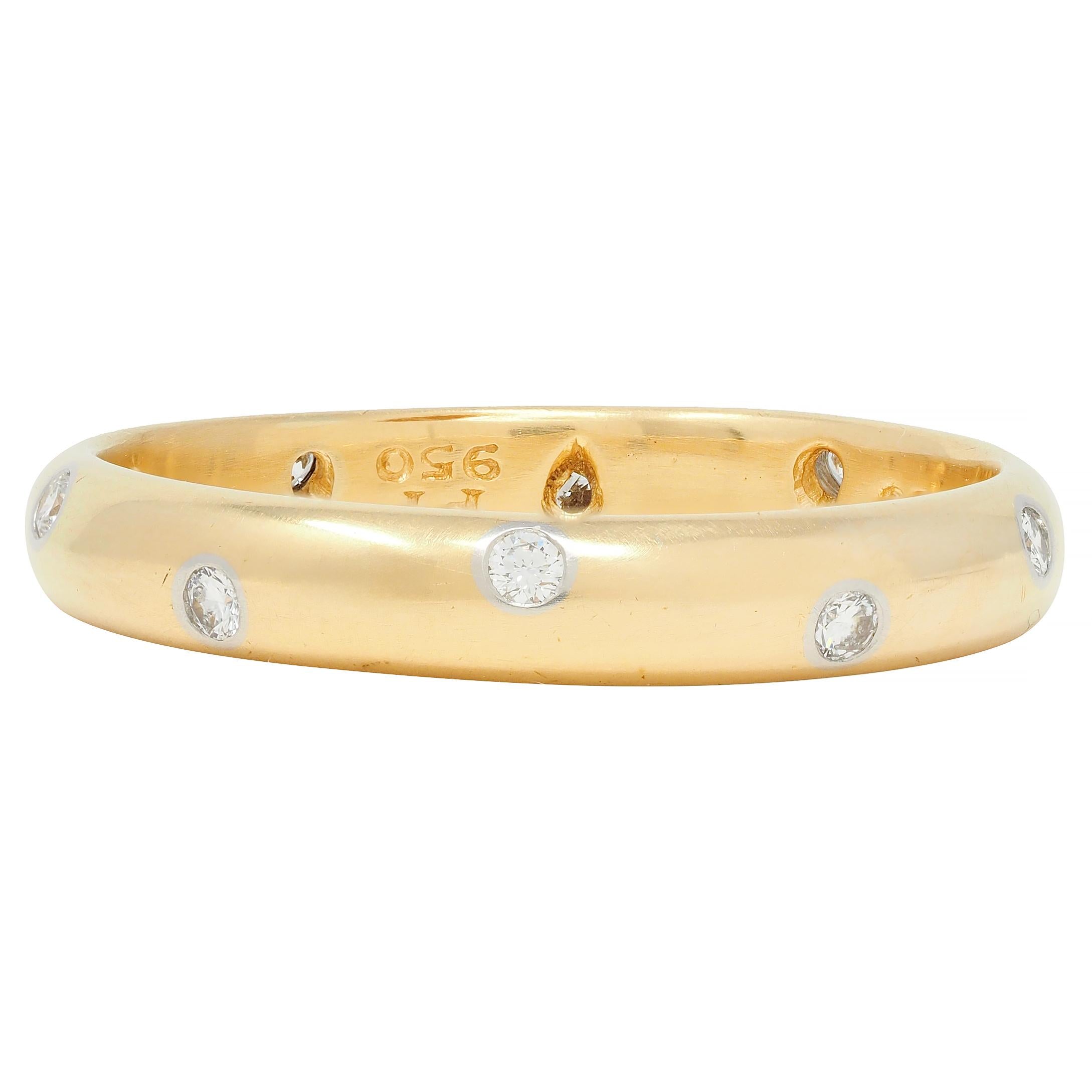 Tiffany & Co. 1990's Diamond Platinum 18 Karat Yellow Gold Etoile Band Ring