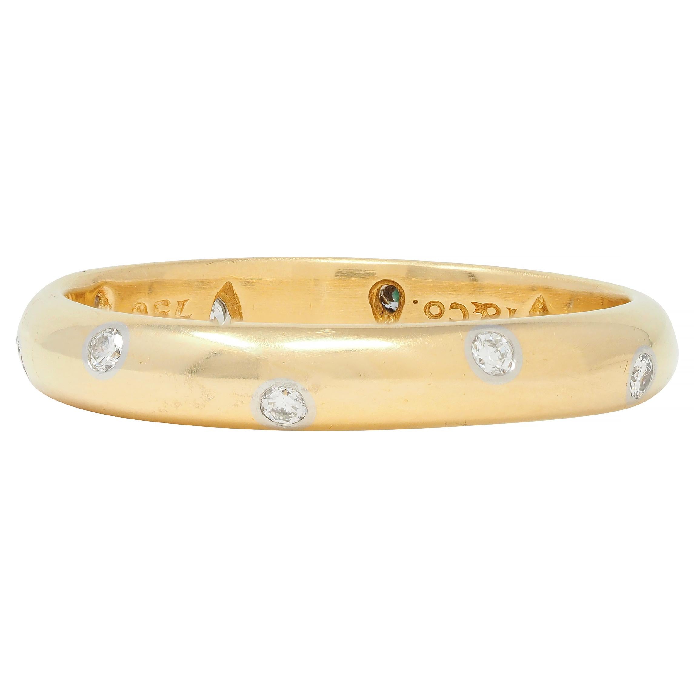 Tiffany & Co. 1990's Diamond Platinum 18 Karat Yellow Gold Etoile Band Ring