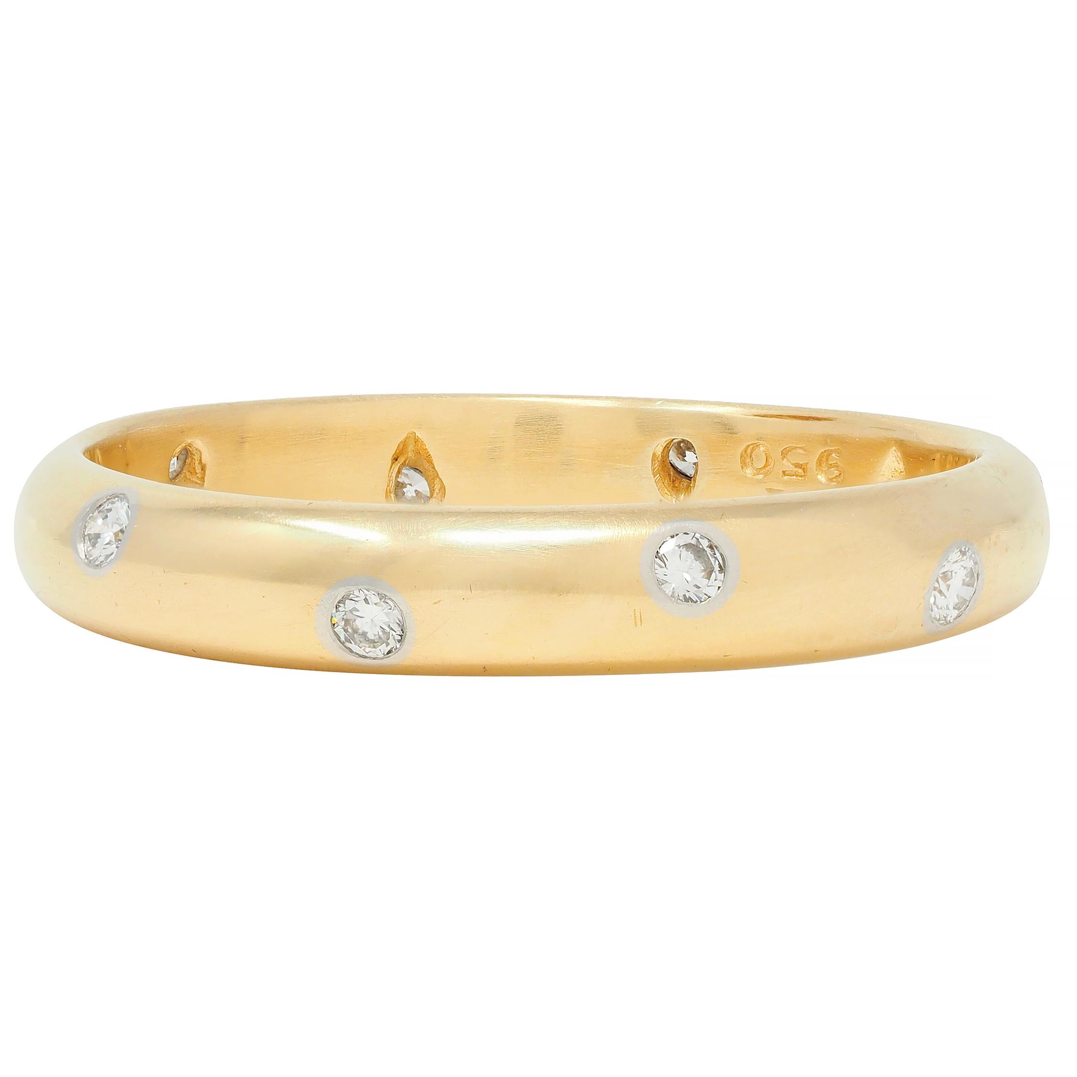 Tiffany & Co. 1990's Diamond Platinum 18 Karat Yellow Gold Etoile Band Ring