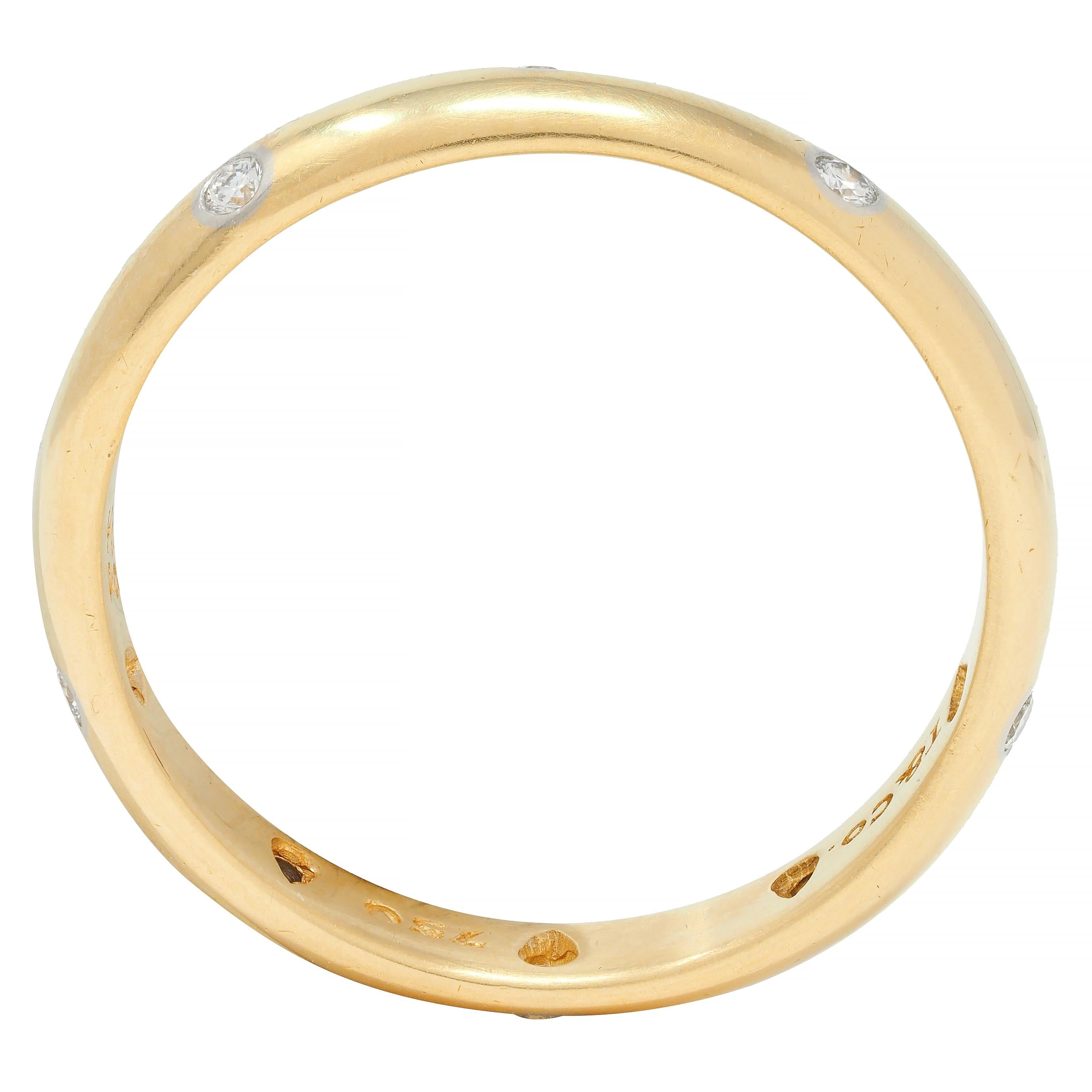Tiffany & Co. 1990's Diamond Platinum 18 Karat Yellow Gold Etoile Band Ring