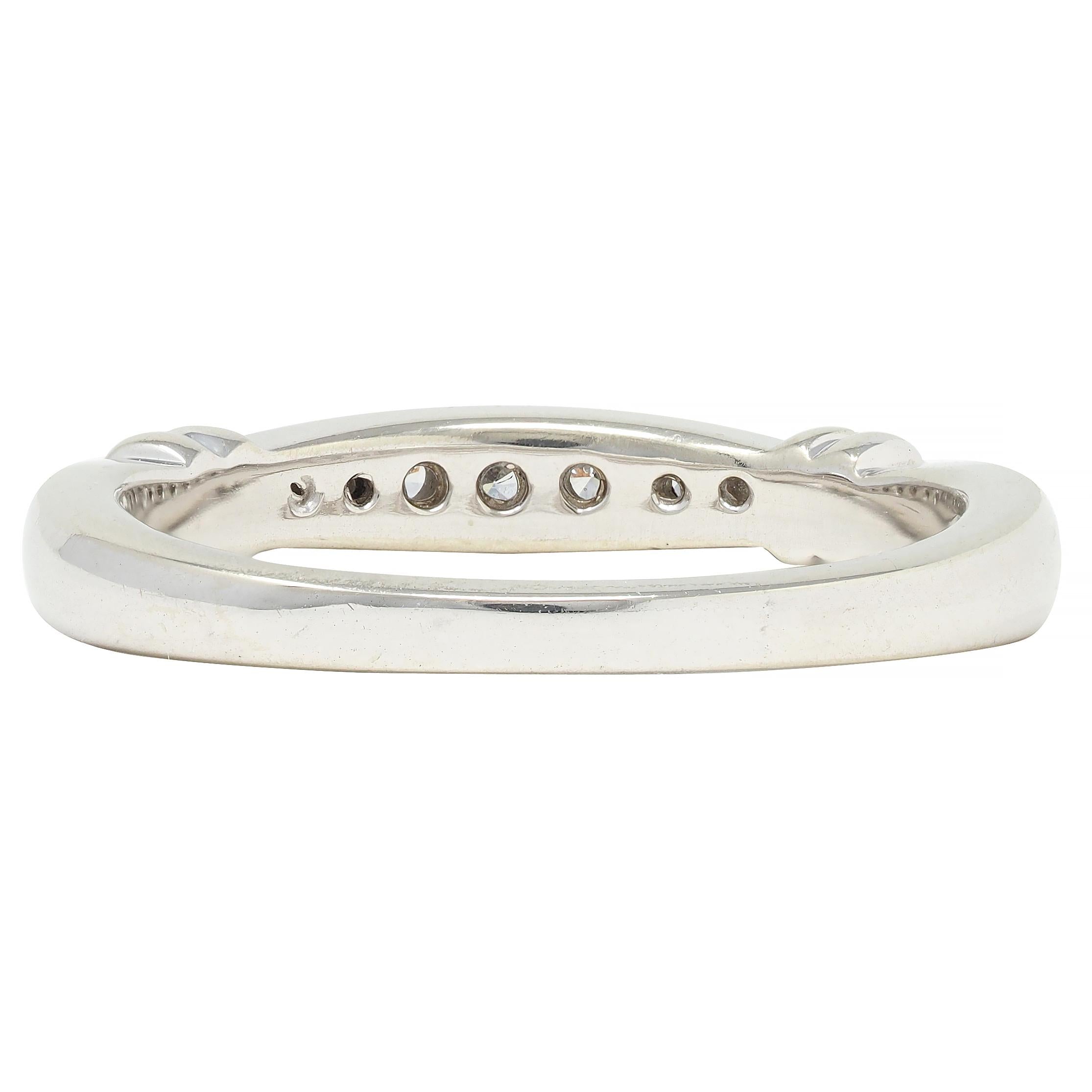 1990's Diamond 14 Karat White Gold Fluted Vintage Band Ring