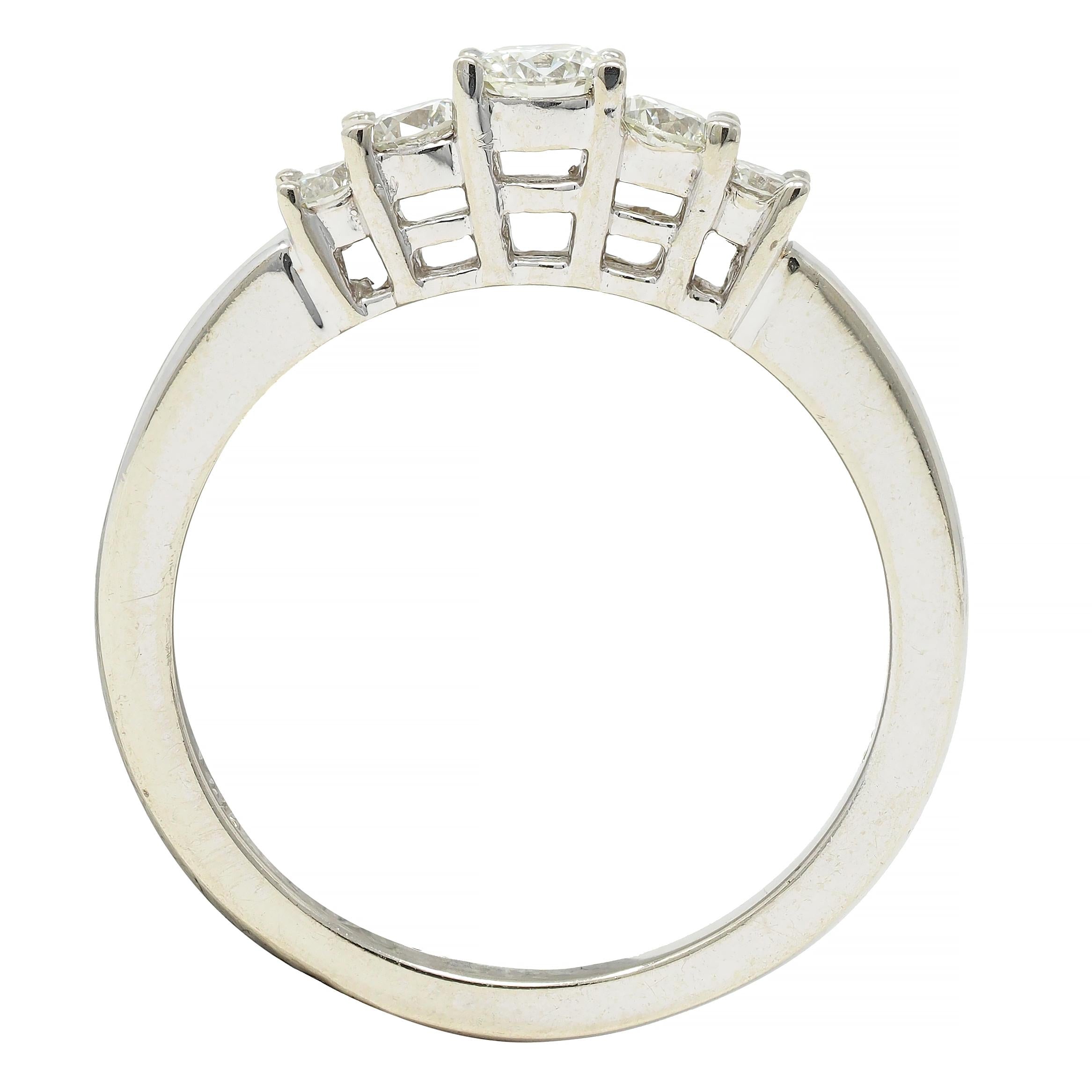 Contemporary 0.50 CTW Diamond 14 Karat White Gold Five Stone Band Ring