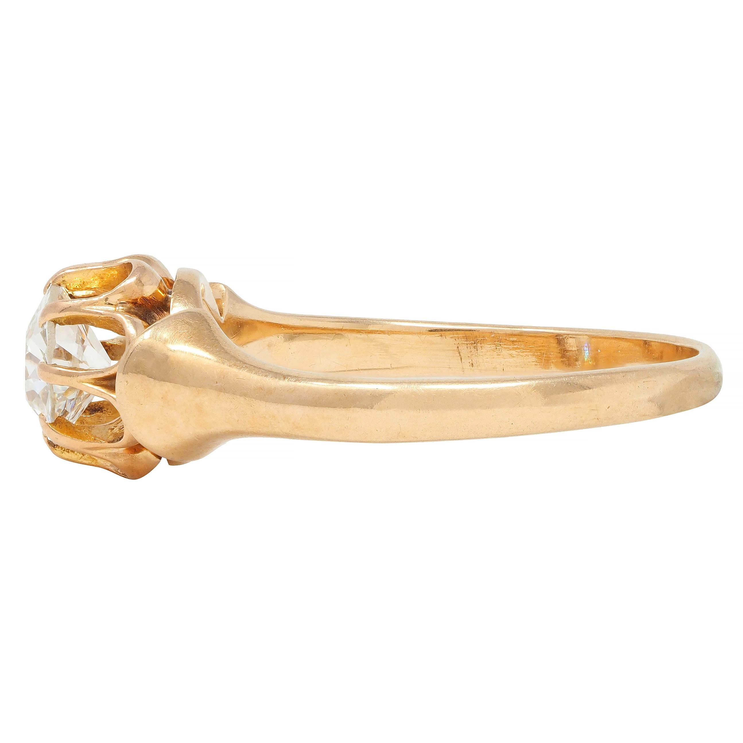 Victorian 0.55 CTW Old European Diamond 14 Karat Gold Belcher Engagement Ring