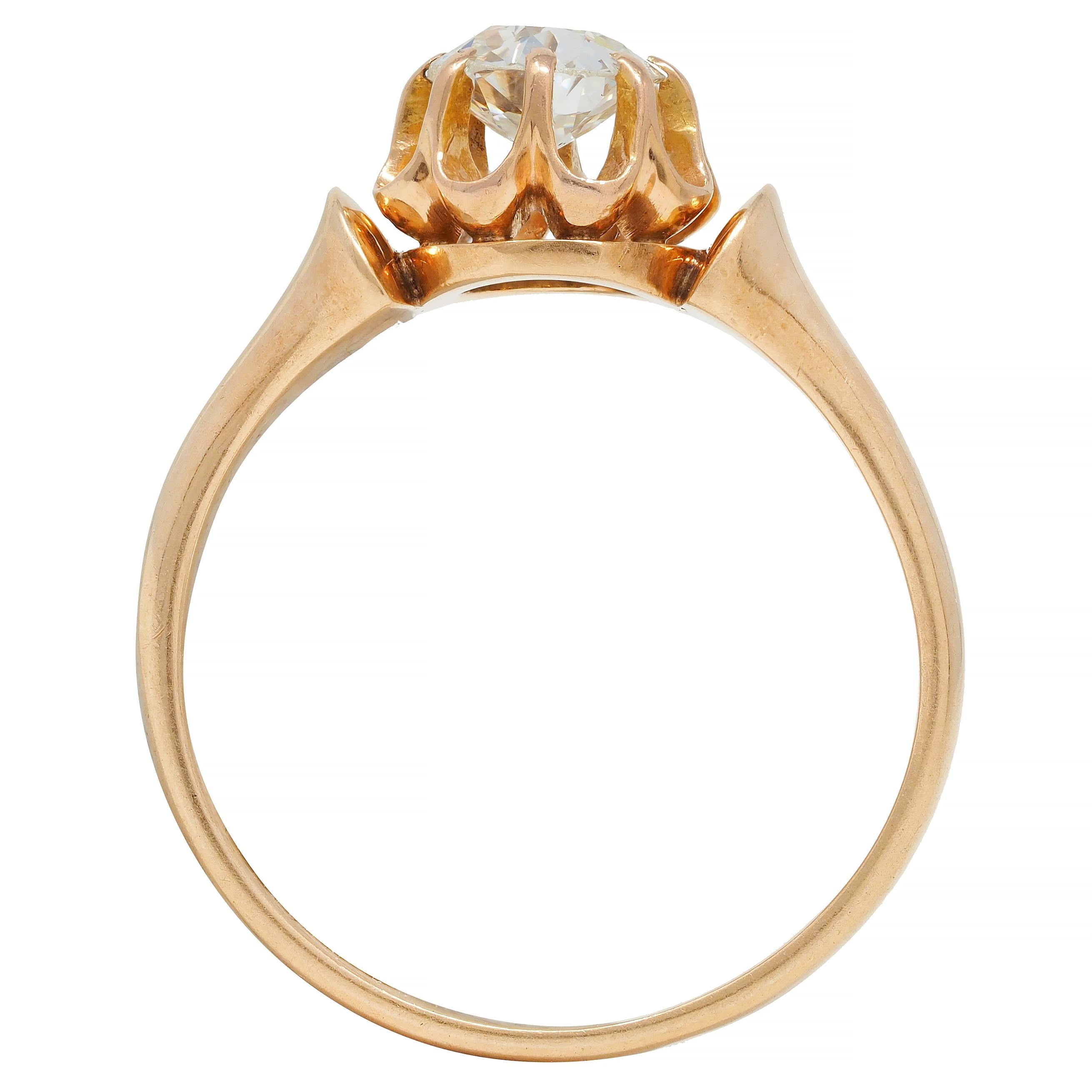 Victorian 0.55 CTW Old European Diamond 14 Karat Gold Belcher Engagement Ring