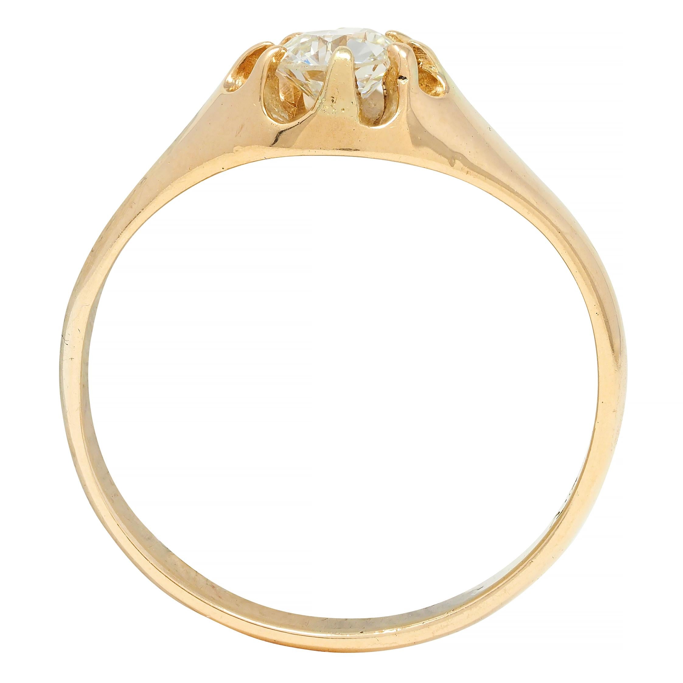 Victorian 0.35 CTW Old European Cut Diamond 14K Gold Belcher Set Engagement Ring
