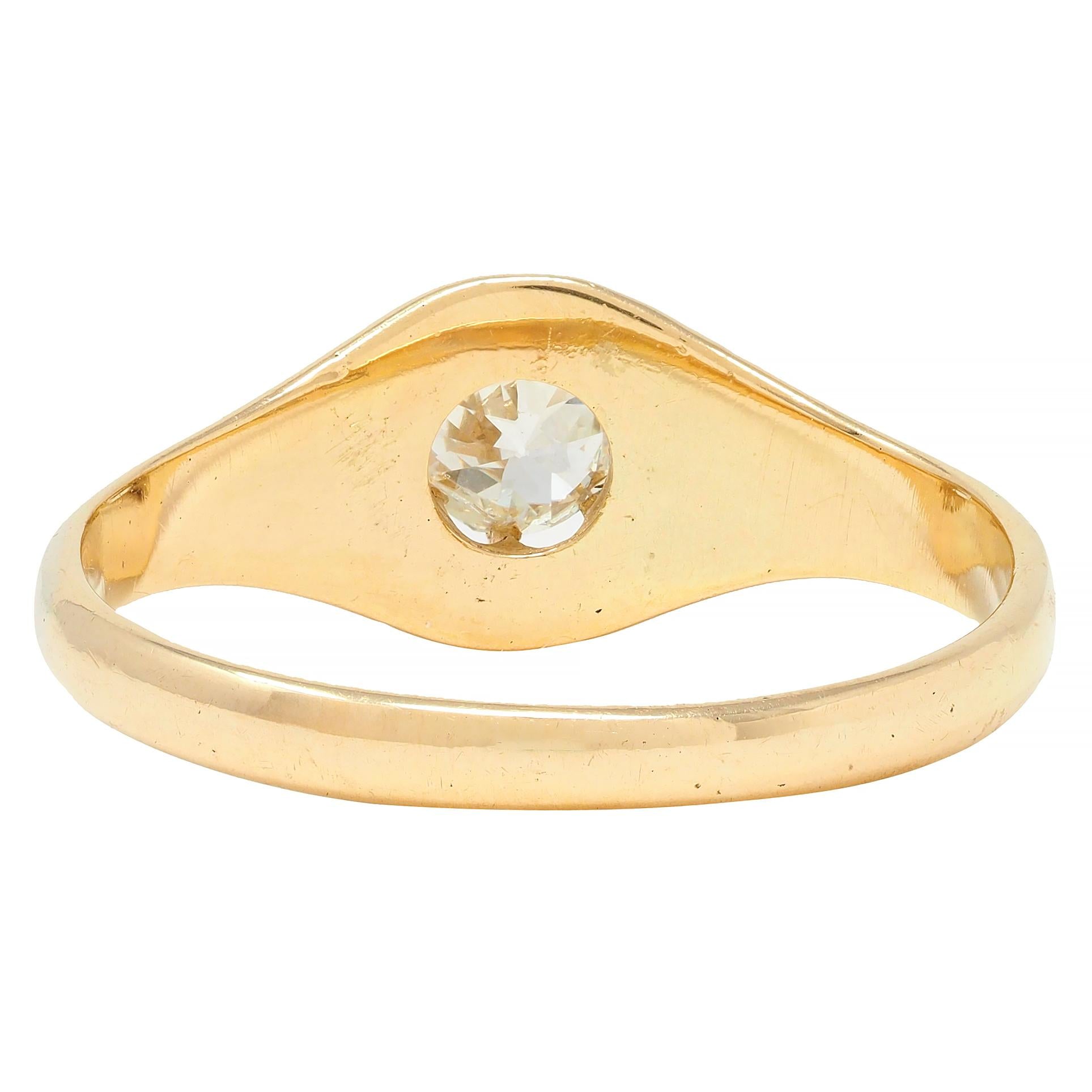 Victorian 0.35 CTW Old European Cut Diamond 14K Gold Belcher Set Engagement Ring