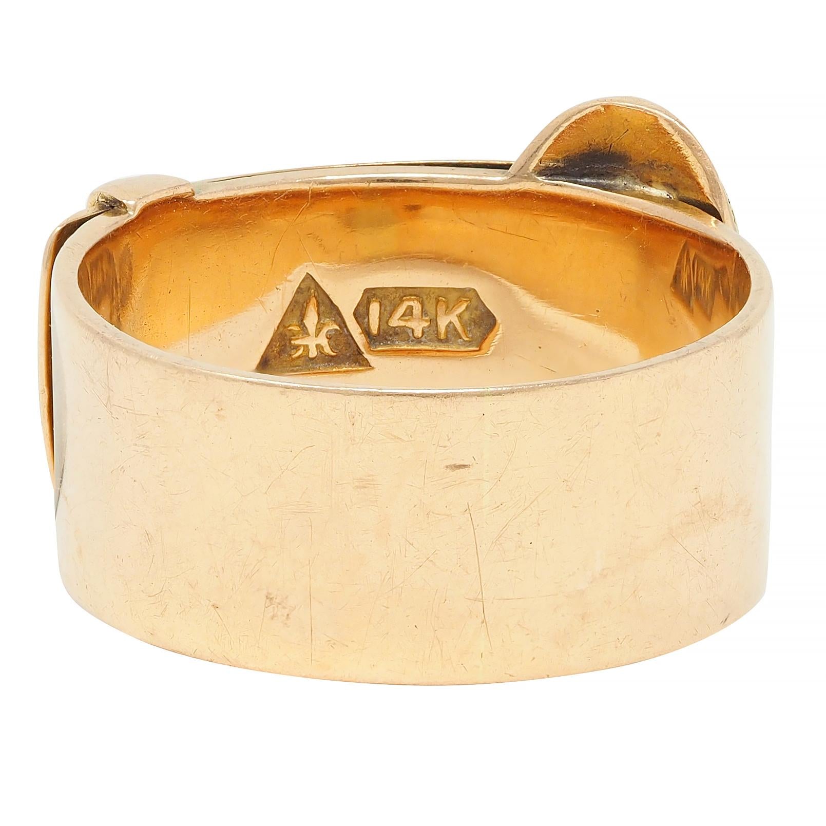 Antique 14 Karat Two-Tone Gold Nugget Buckle Belt Band Ring