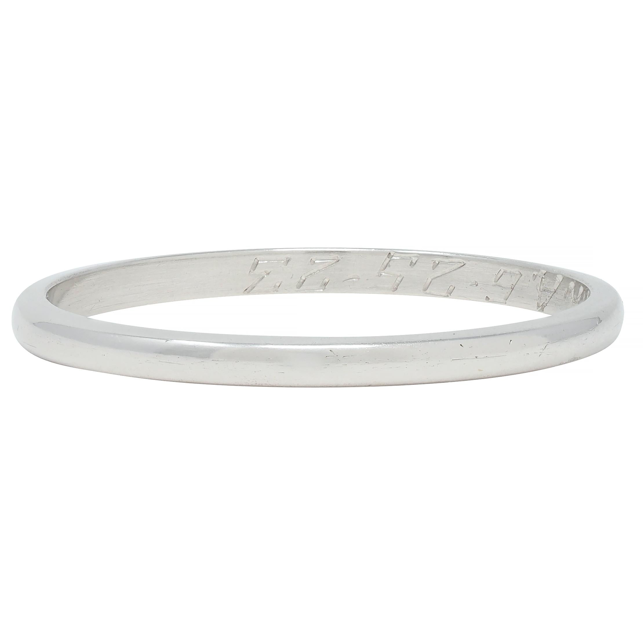 Tiffany & Co. 1923 Art Deco Platinum Antique Wedding Band Ring