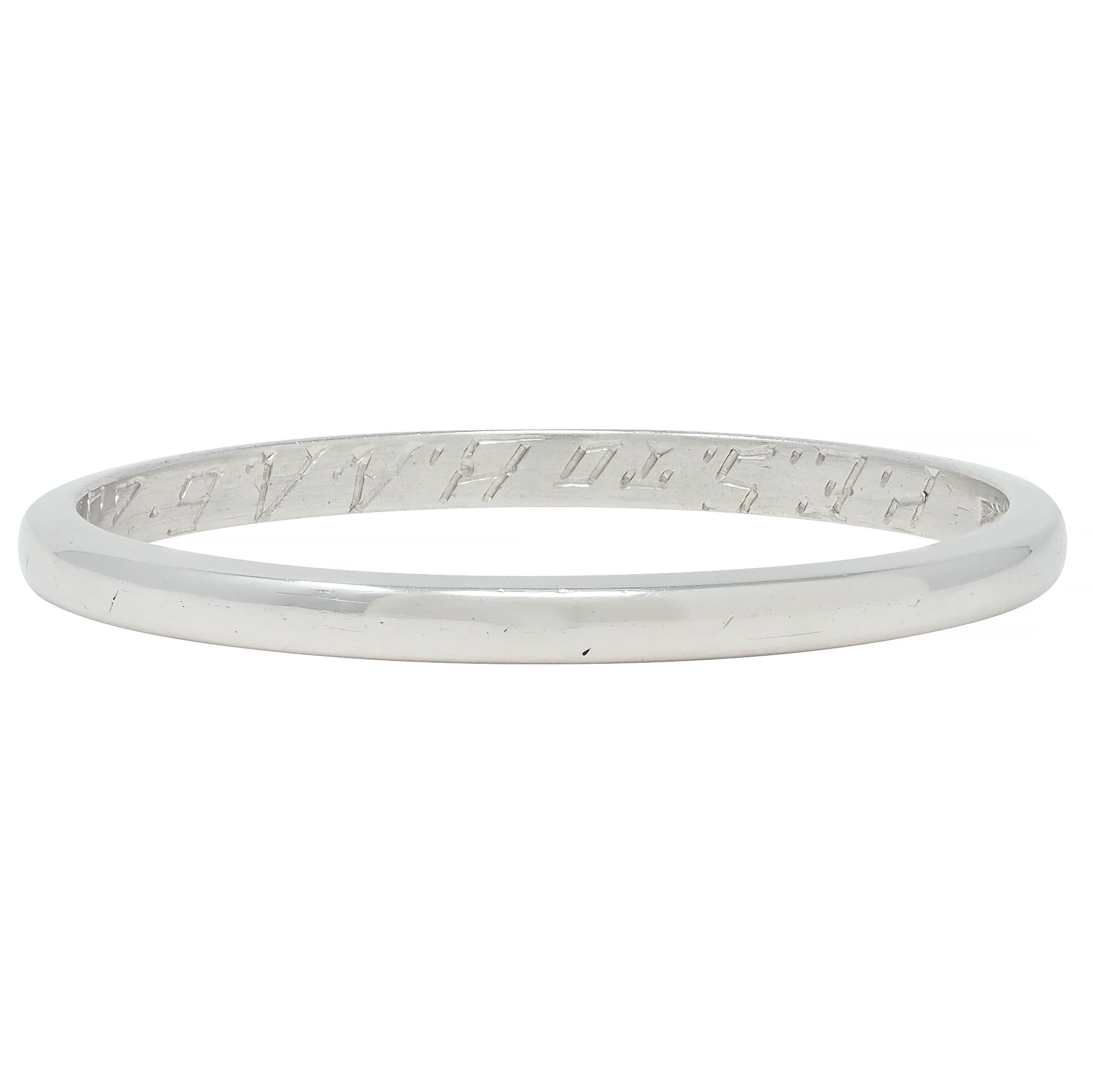 Tiffany & Co. 1923 Art Deco Platinum Antique Wedding Band Ring