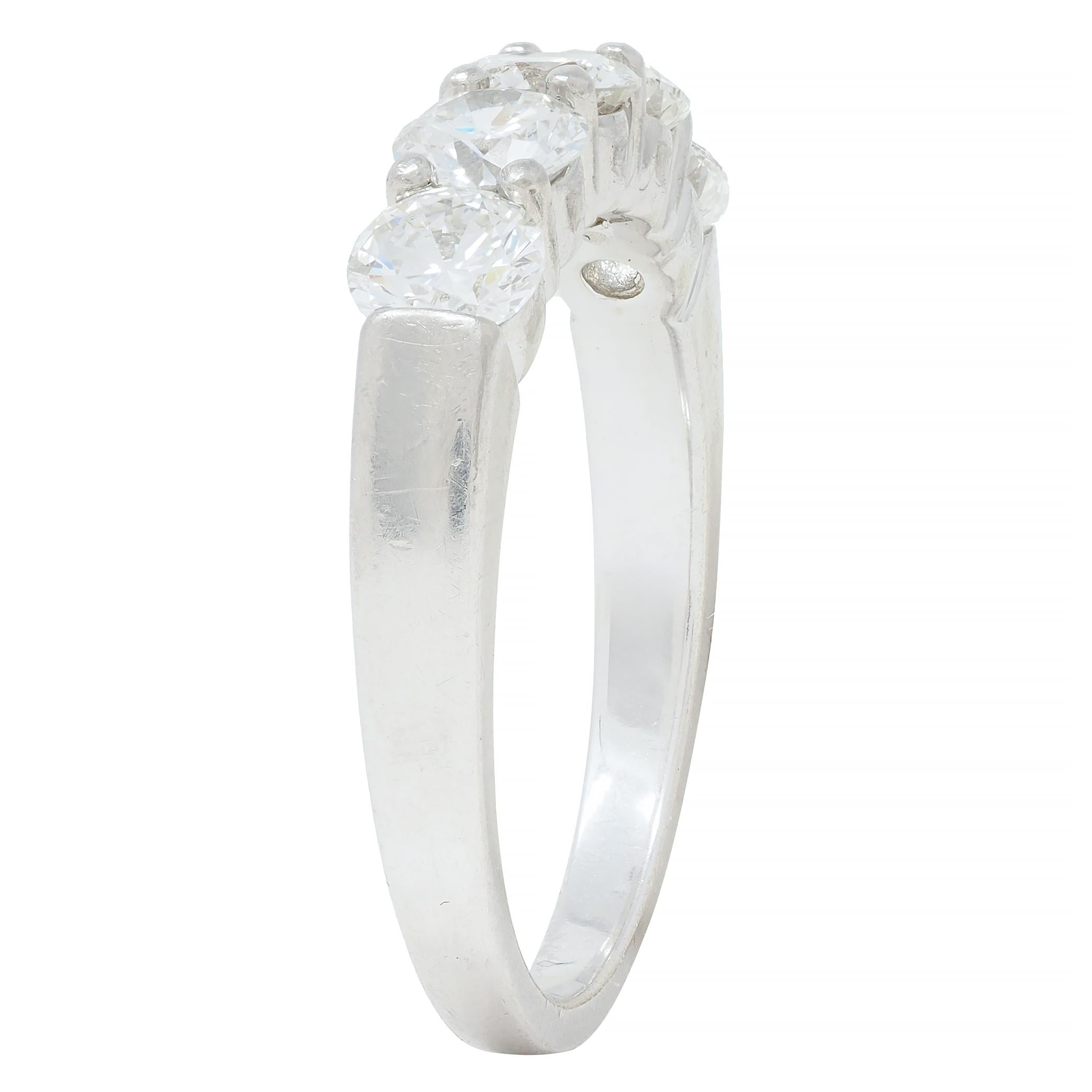 Contemporary 1.25 CTW Diamond Platinum Five Stone Wedding Band Ring