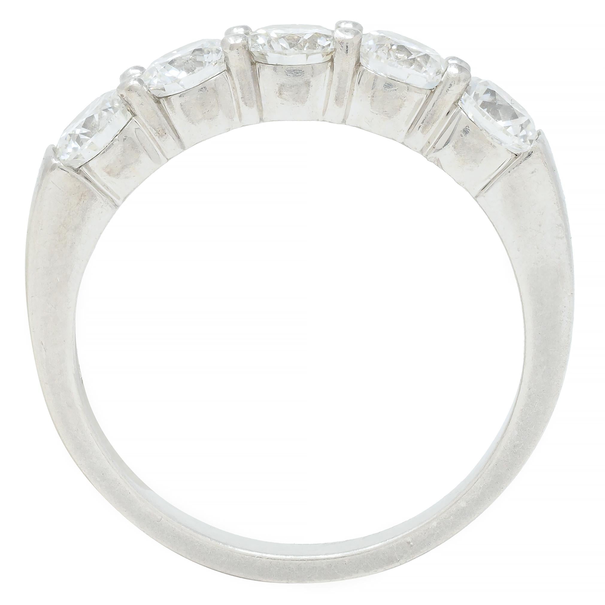 Contemporary 1.25 CTW Diamond Platinum Five Stone Wedding Band Ring