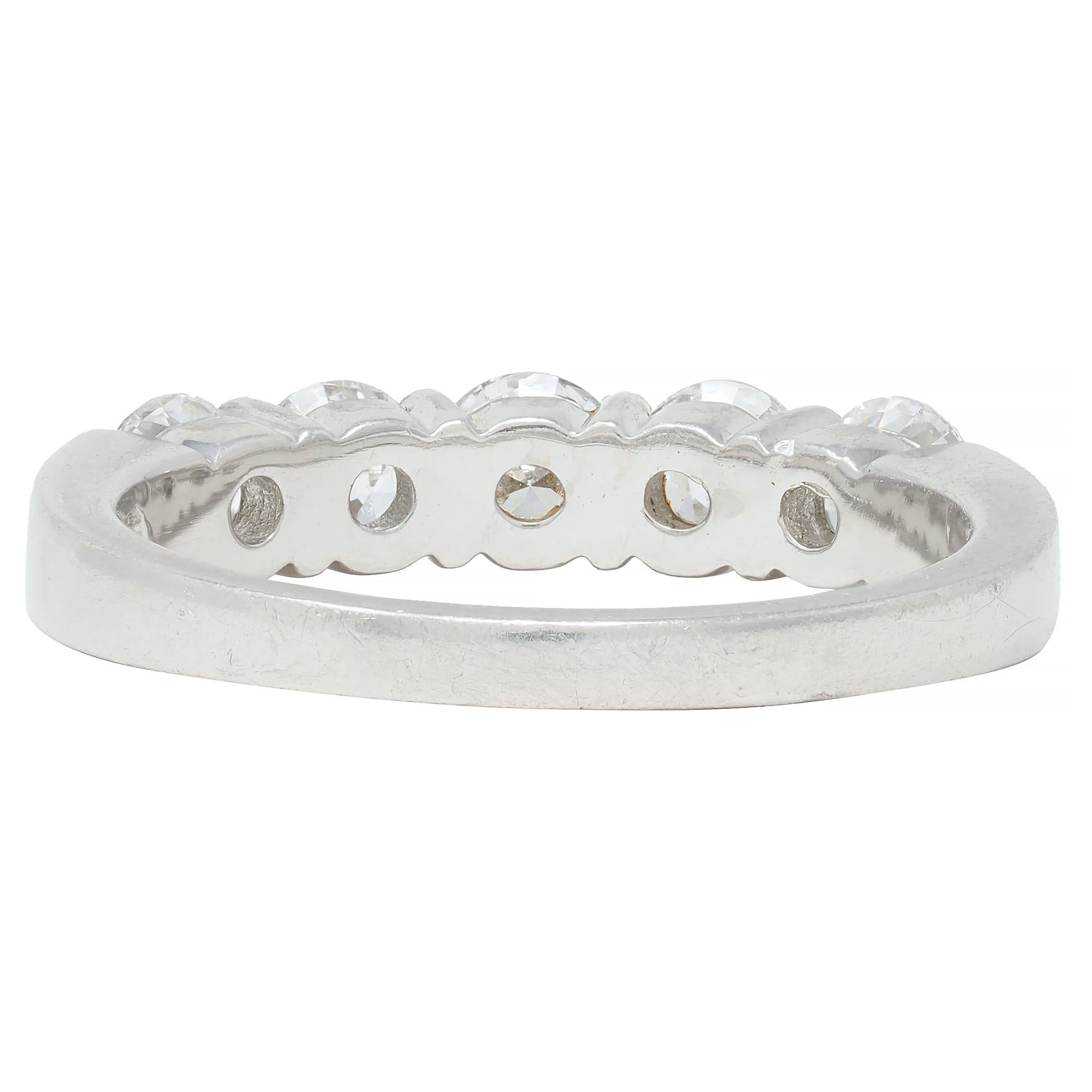 Contemporary 1.25 CTW Diamond Platinum Five Stone Wedding Band Ring