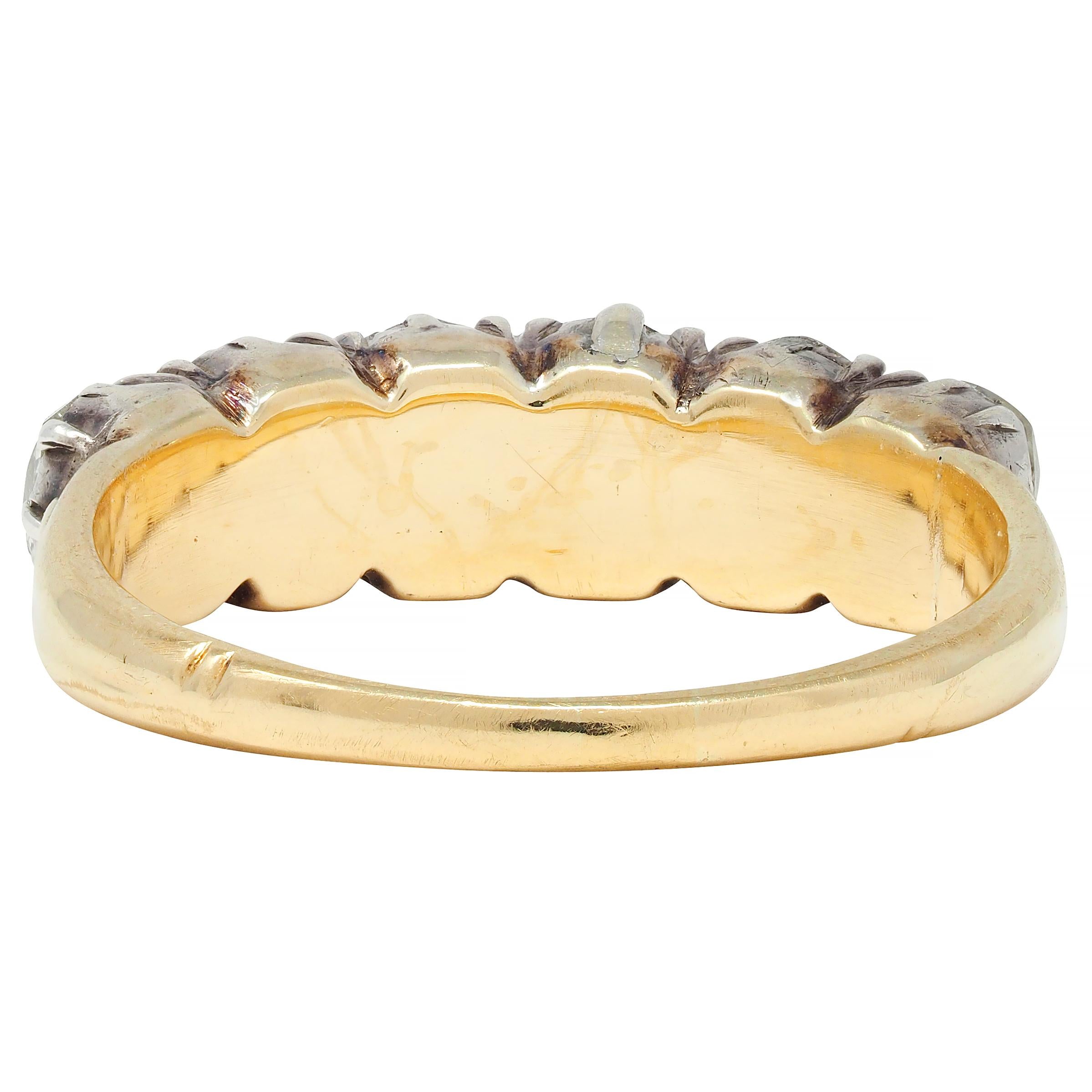 Victorian 1.45 CTW Old Mine Diamond Silver 14 Karat Gold Antique Band Ring