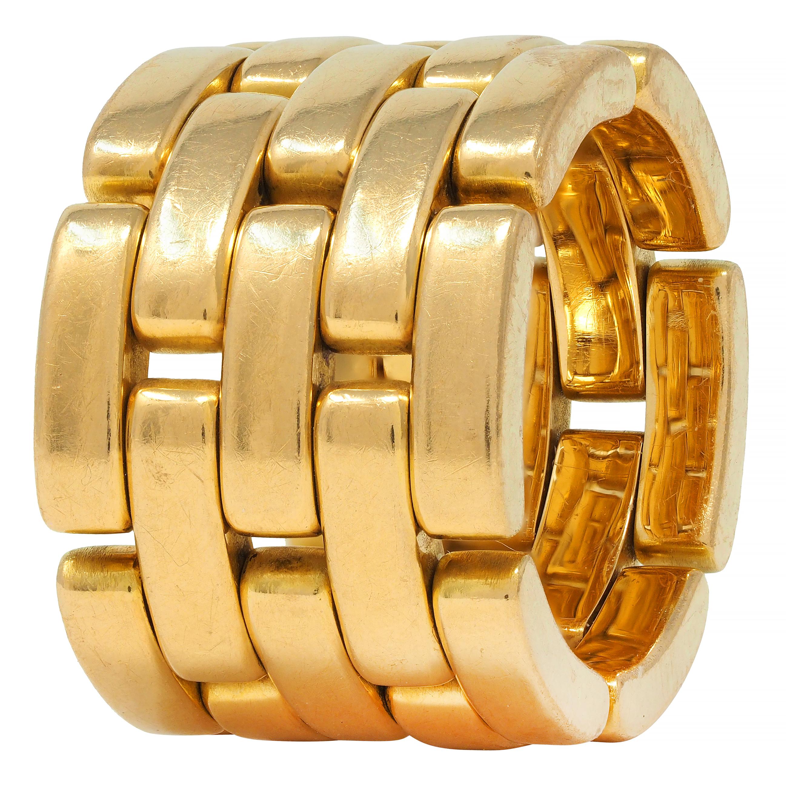 Cartier France 18 Karat Yellow Gold Wide Maillon Panthére Unisex 54 Band Ring