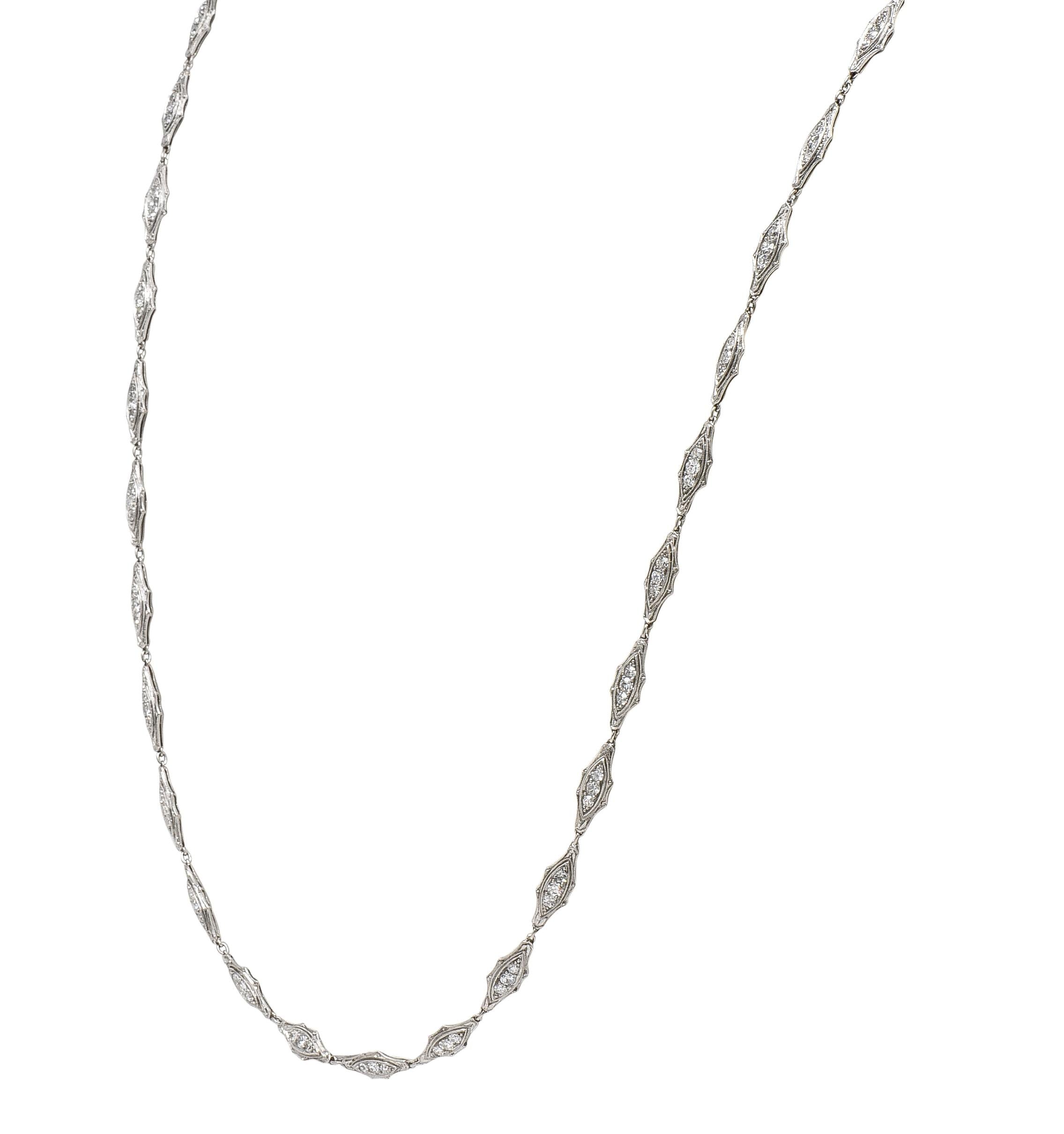 Art Deco 1920 4.60 CTW Diamond Platinum Fancy Link Antique Chain Necklace