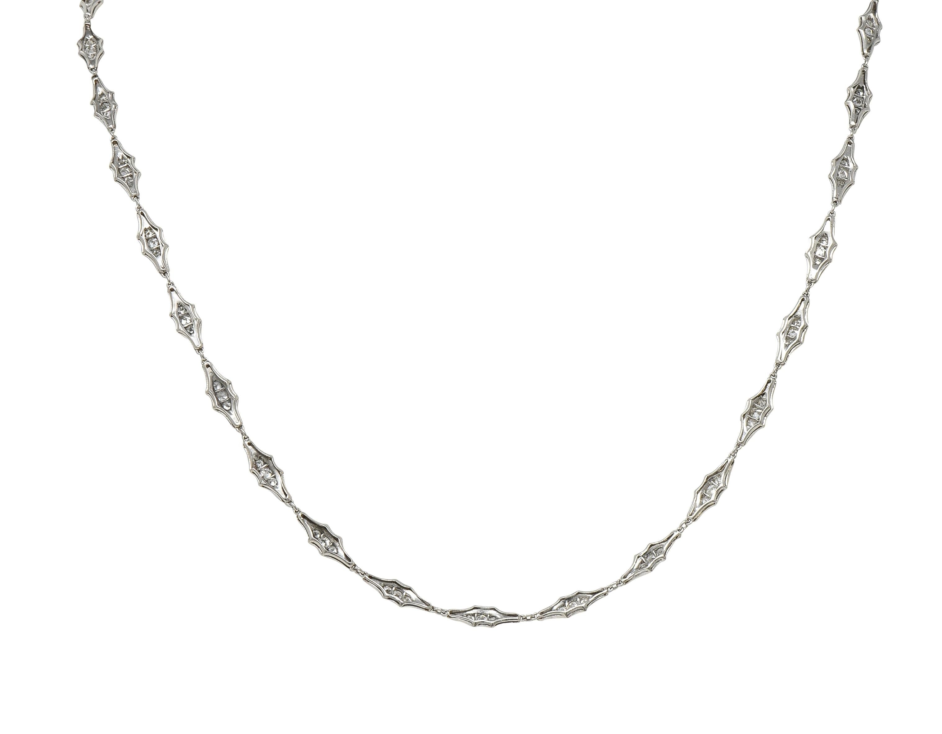 Art Deco 1920 4.60 CTW Diamond Platinum Fancy Link Antique Chain Necklace