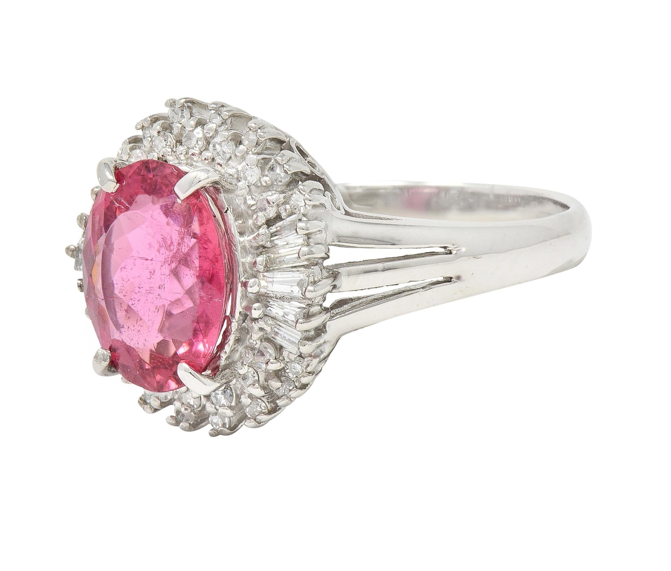 Contemporary 2.85 CTW Spinel Diamond Platinum Ballerina Halo Ring