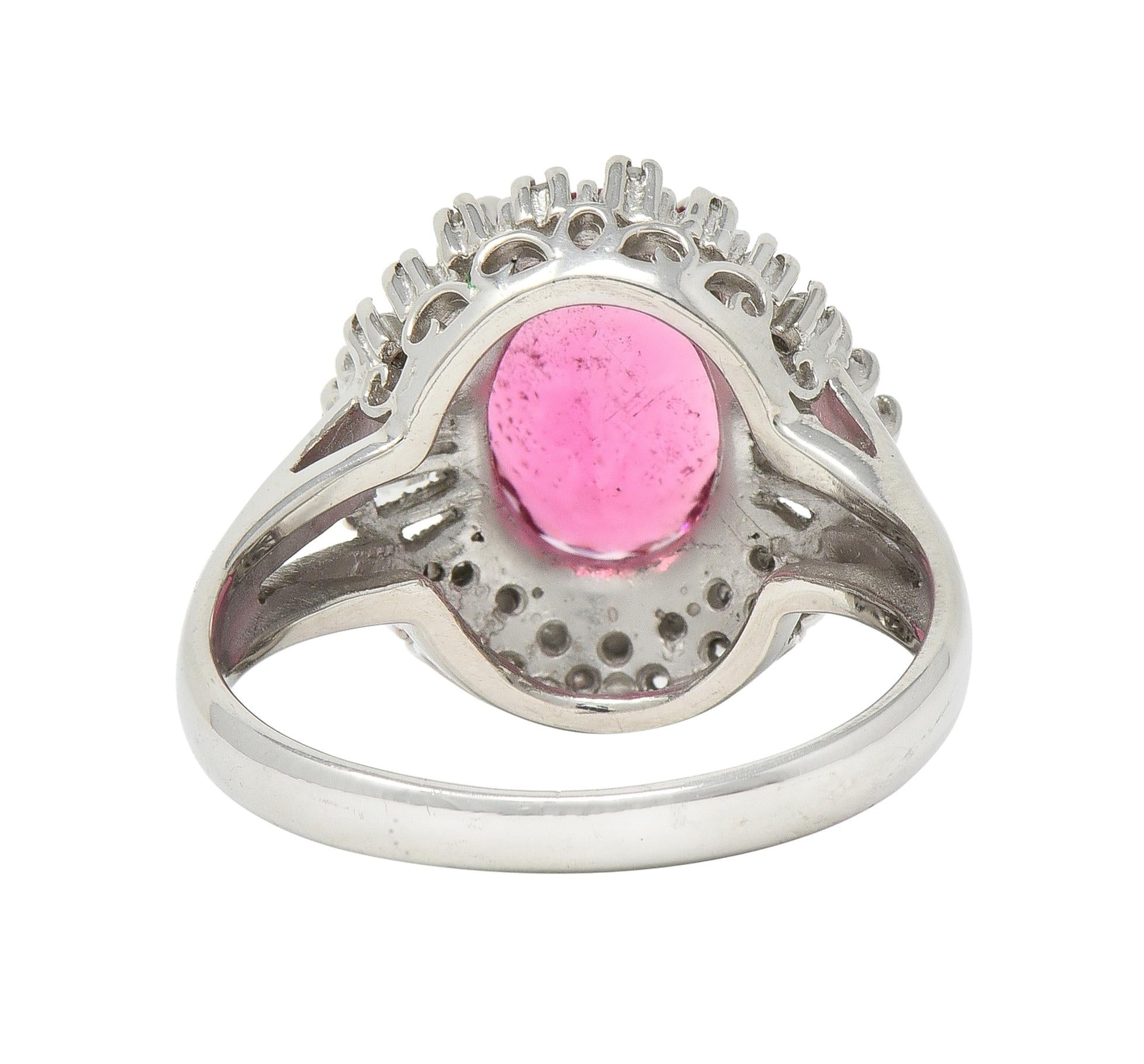 Contemporary 2.85 CTW Spinel Diamond Platinum Ballerina Halo Ring
