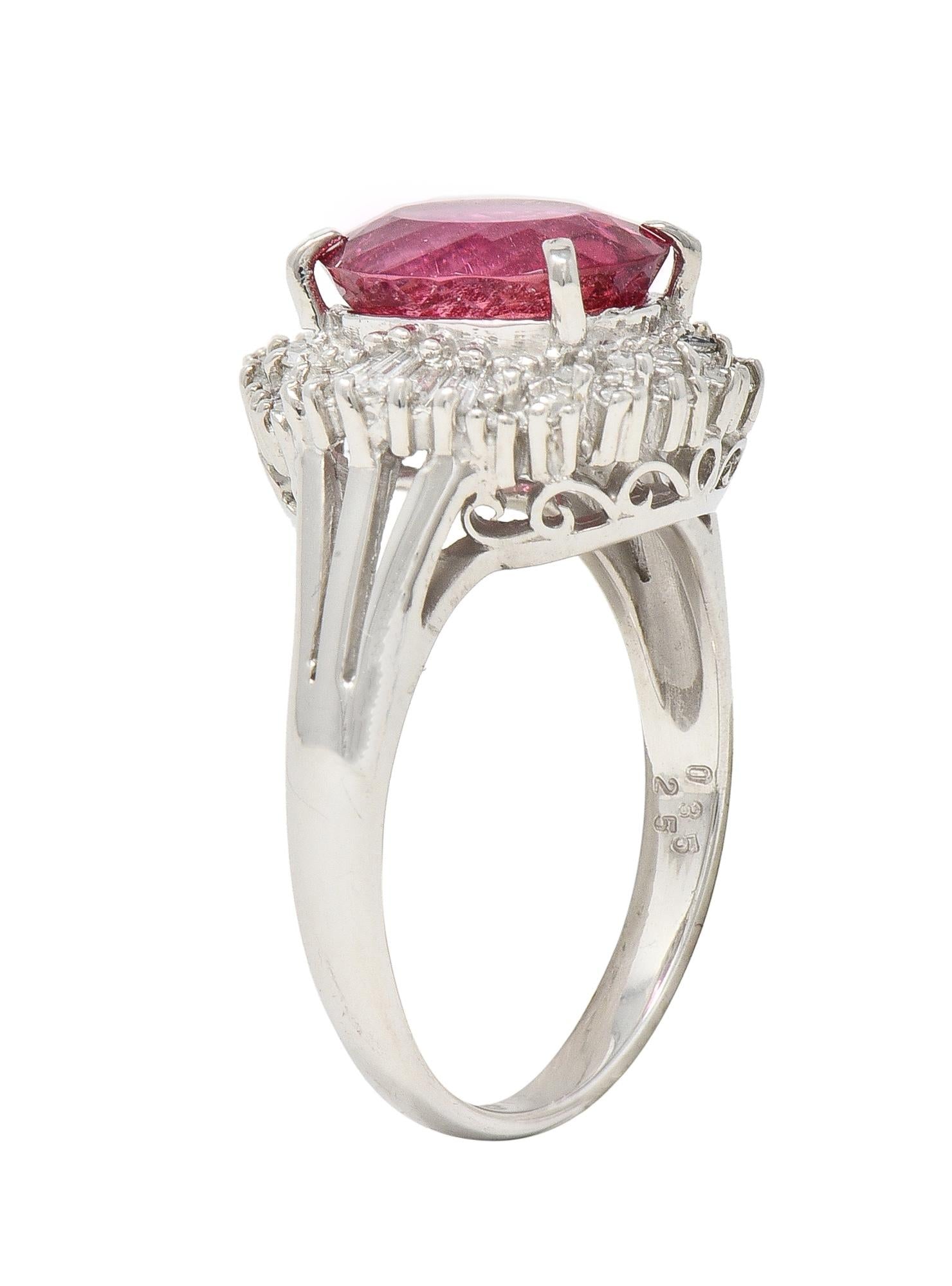 Contemporary 2.85 CTW Spinel Diamond Platinum Ballerina Halo Ring