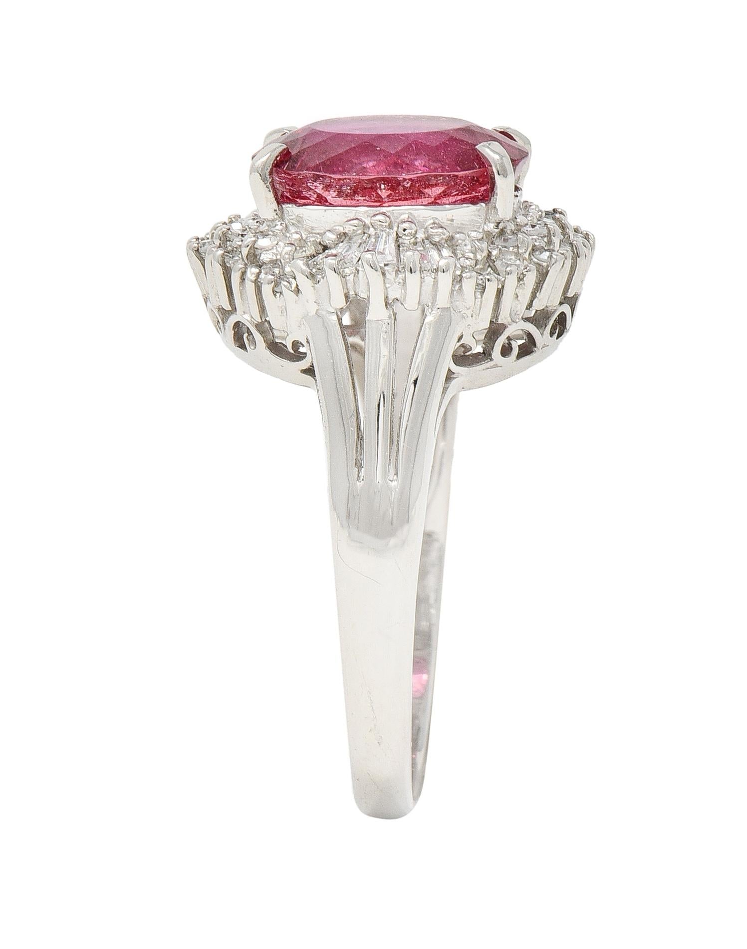 Contemporary 2.85 CTW Spinel Diamond Platinum Ballerina Halo Ring
