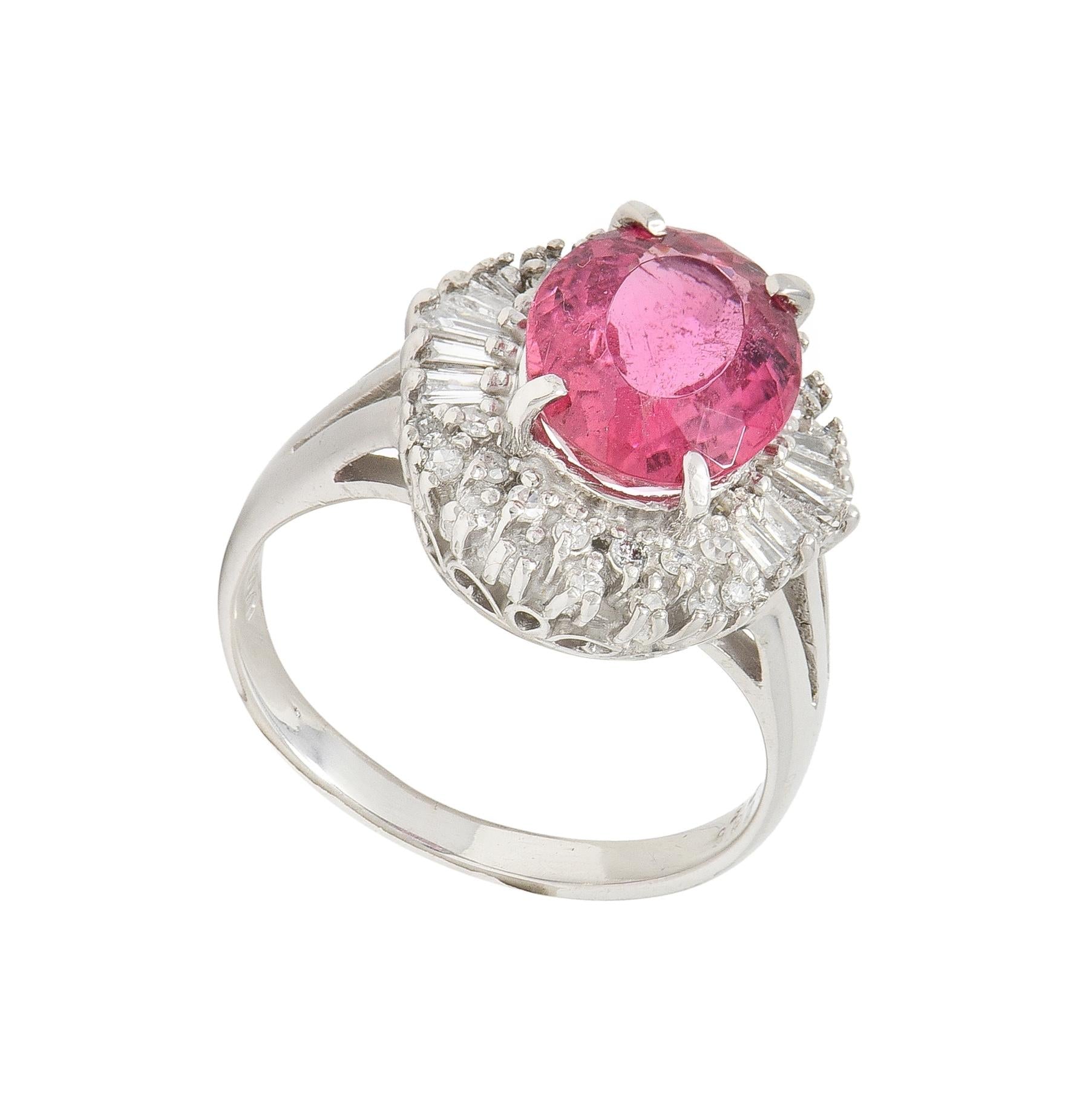 Contemporary 2.85 CTW Spinel Diamond Platinum Ballerina Halo Ring
