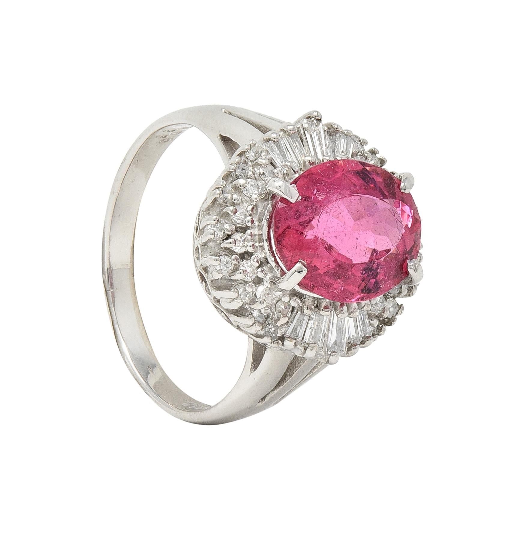 Contemporary 2.85 CTW Spinel Diamond Platinum Ballerina Halo Ring