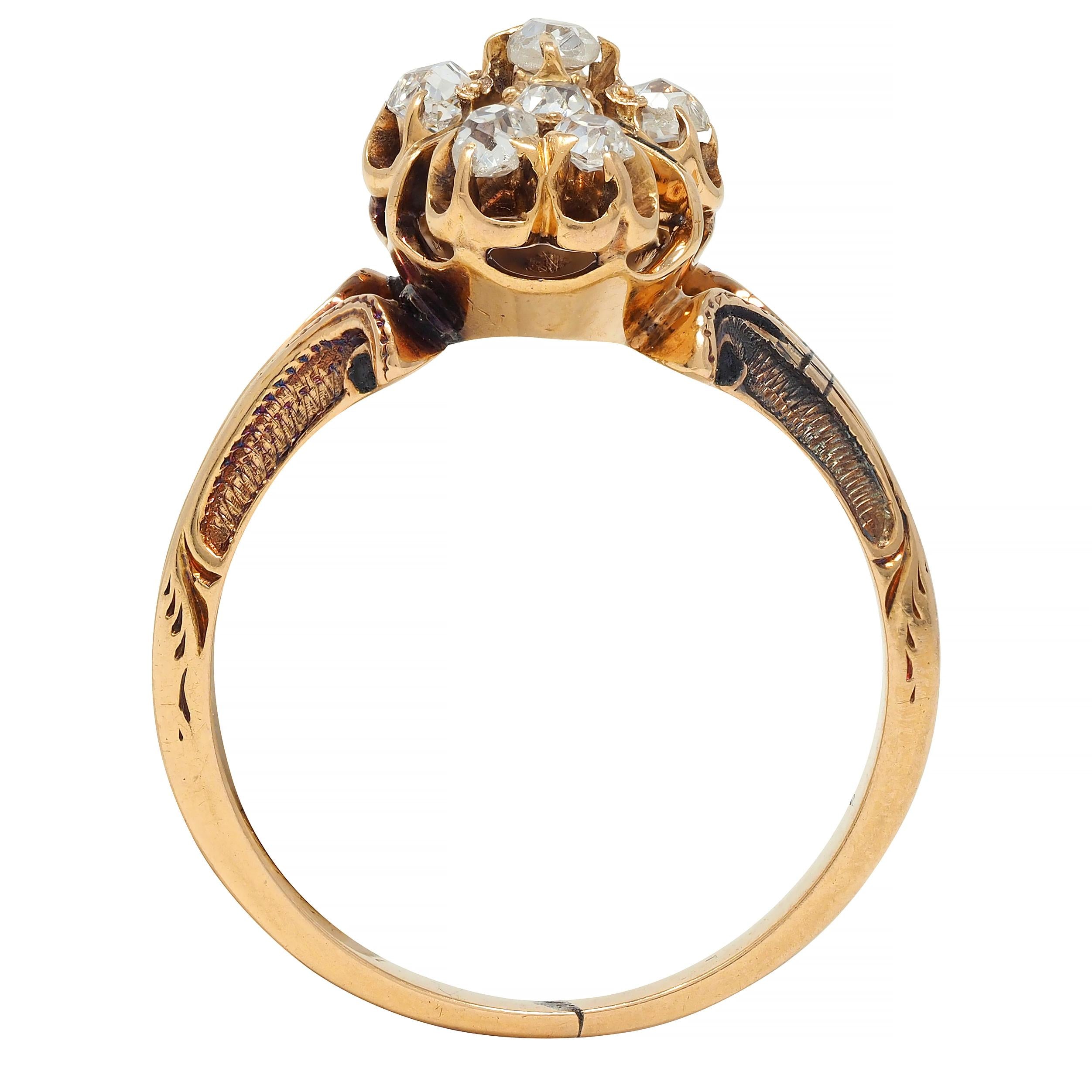 Victorian 0.50 CTW Old Mine Cut Diamond 18 Karat Yellow Gold Antique Ring