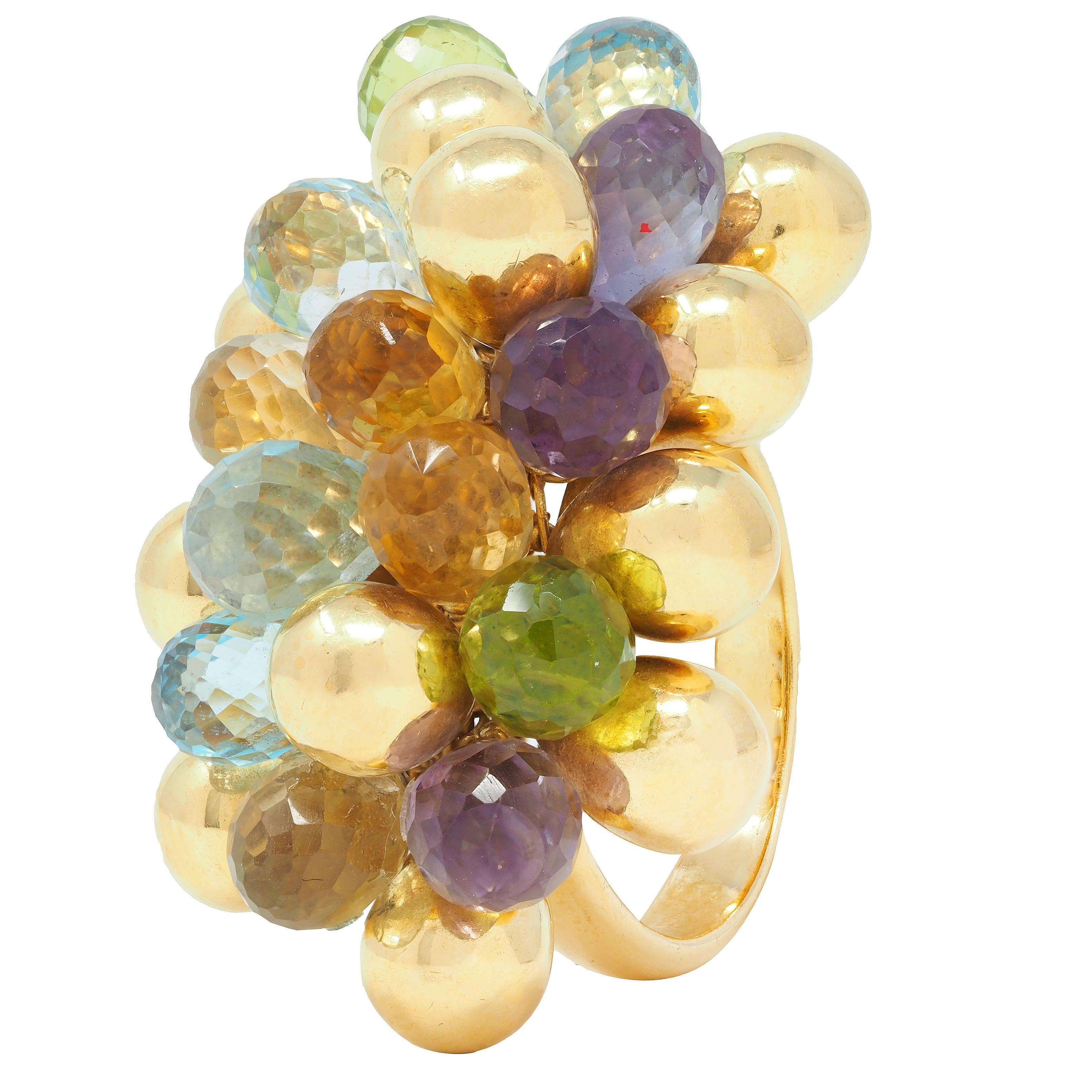 Marco Bicego Multi-Gem Topaz 18 Karat Yellow Gold Paradise Briolette Burst Ring