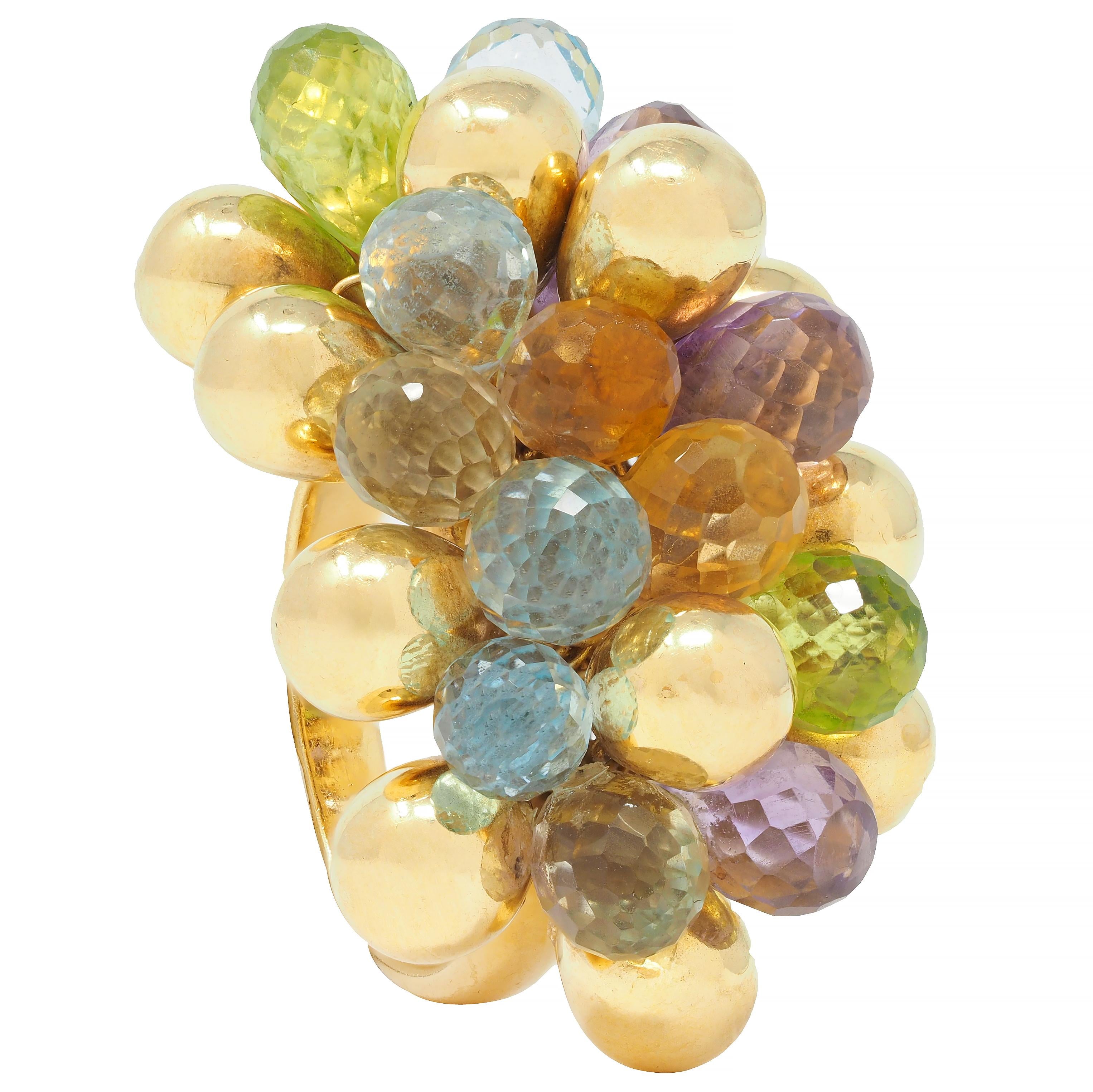 Marco Bicego Multi-Gem Topaz 18 Karat Yellow Gold Paradise Briolette Burst Ring