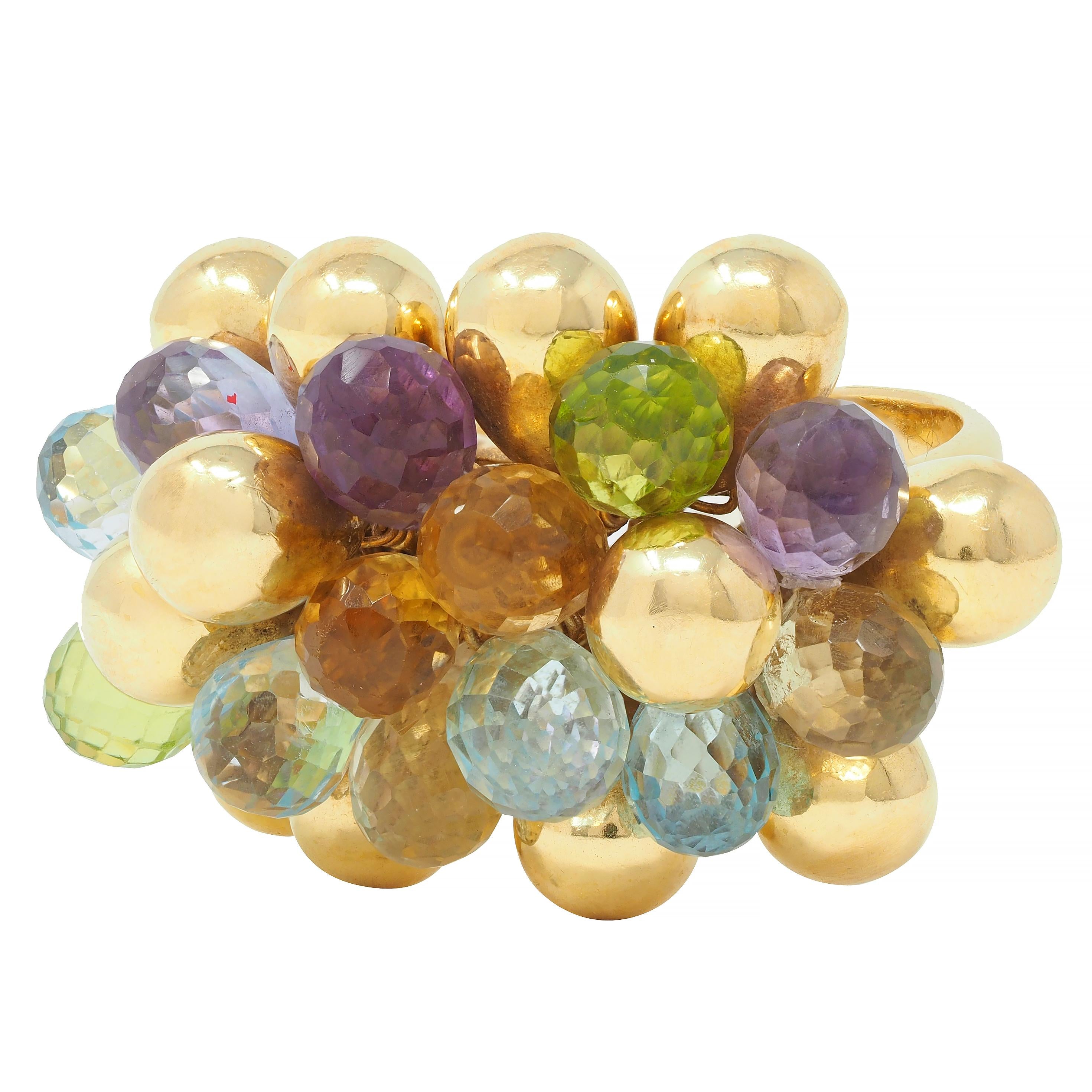 Marco Bicego Multi-Gem Topaz 18 Karat Yellow Gold Paradise Briolette Burst Ring
