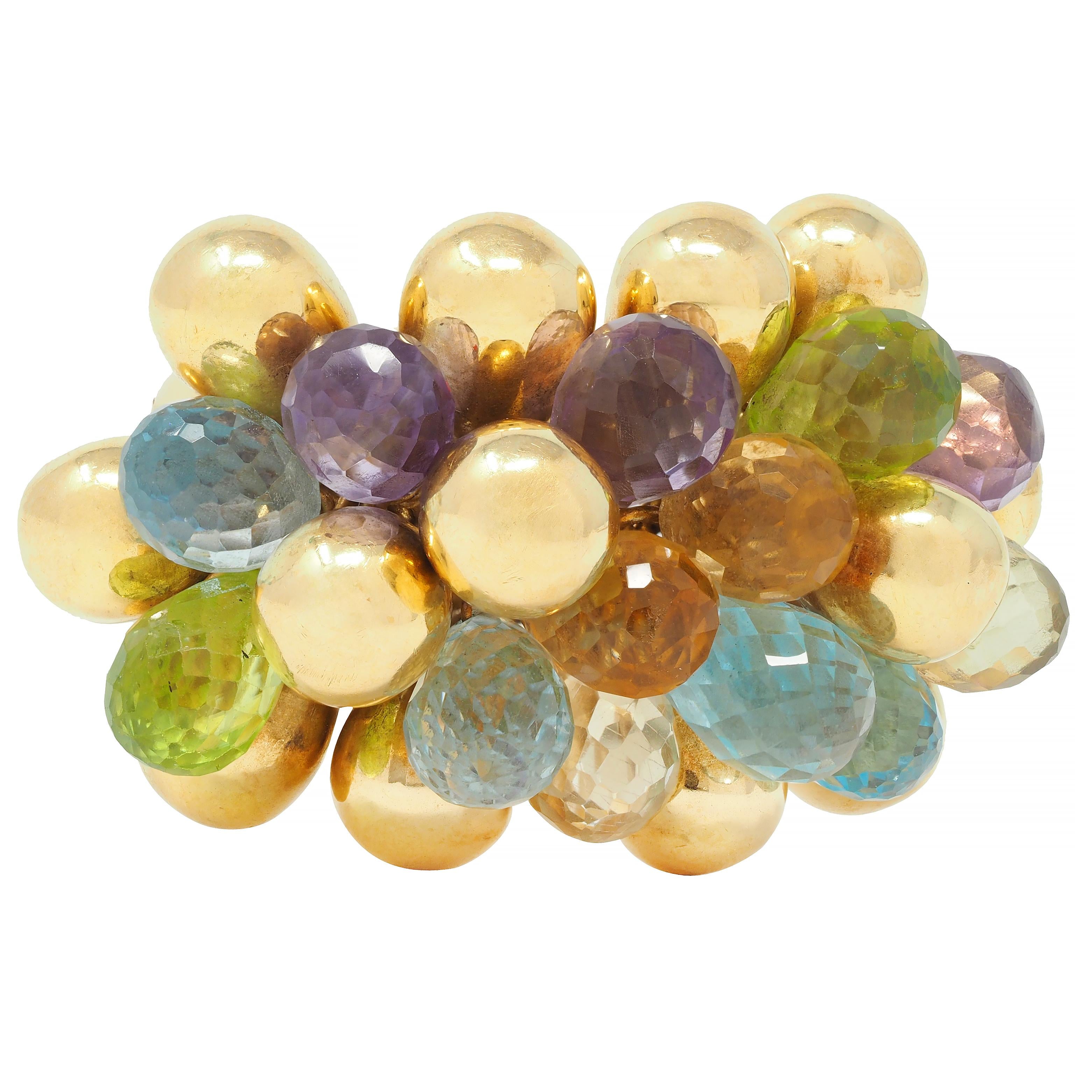 Marco Bicego Multi-Gem Topaz 18 Karat Yellow Gold Paradise Briolette Burst Ring