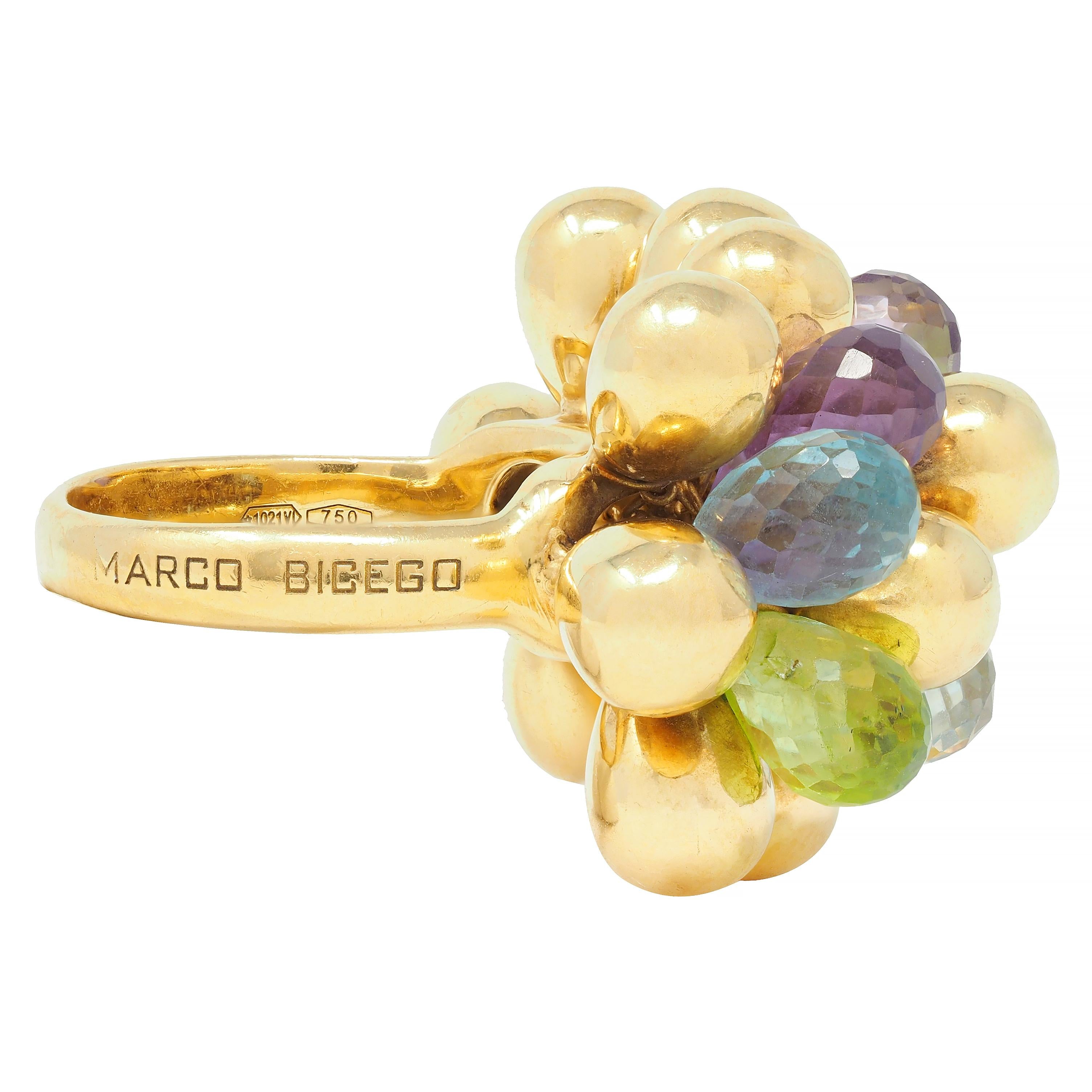 Marco Bicego Multi-Gem Topaz 18 Karat Yellow Gold Paradise Briolette Burst Ring