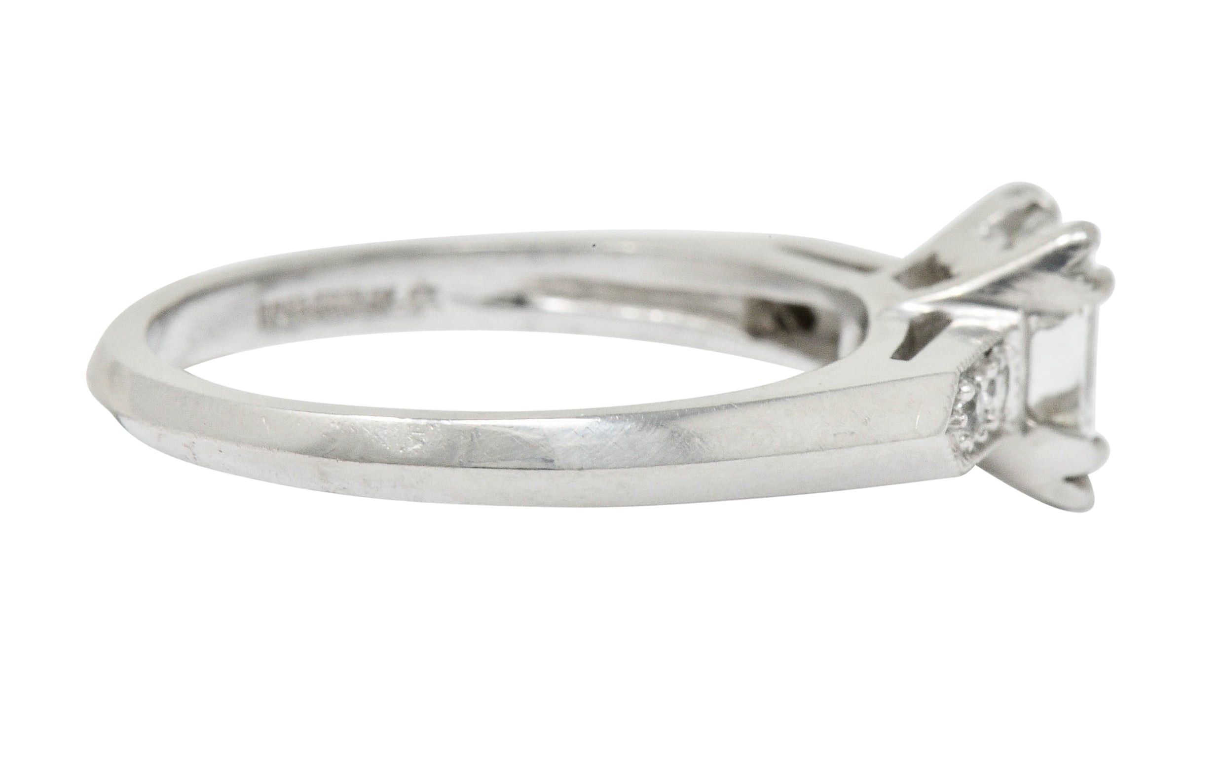 Art Deco 0.96 CTW Asscher Cut Diamond Platinum Engagement Ring GIARing - Wilson's Estate Jewelry