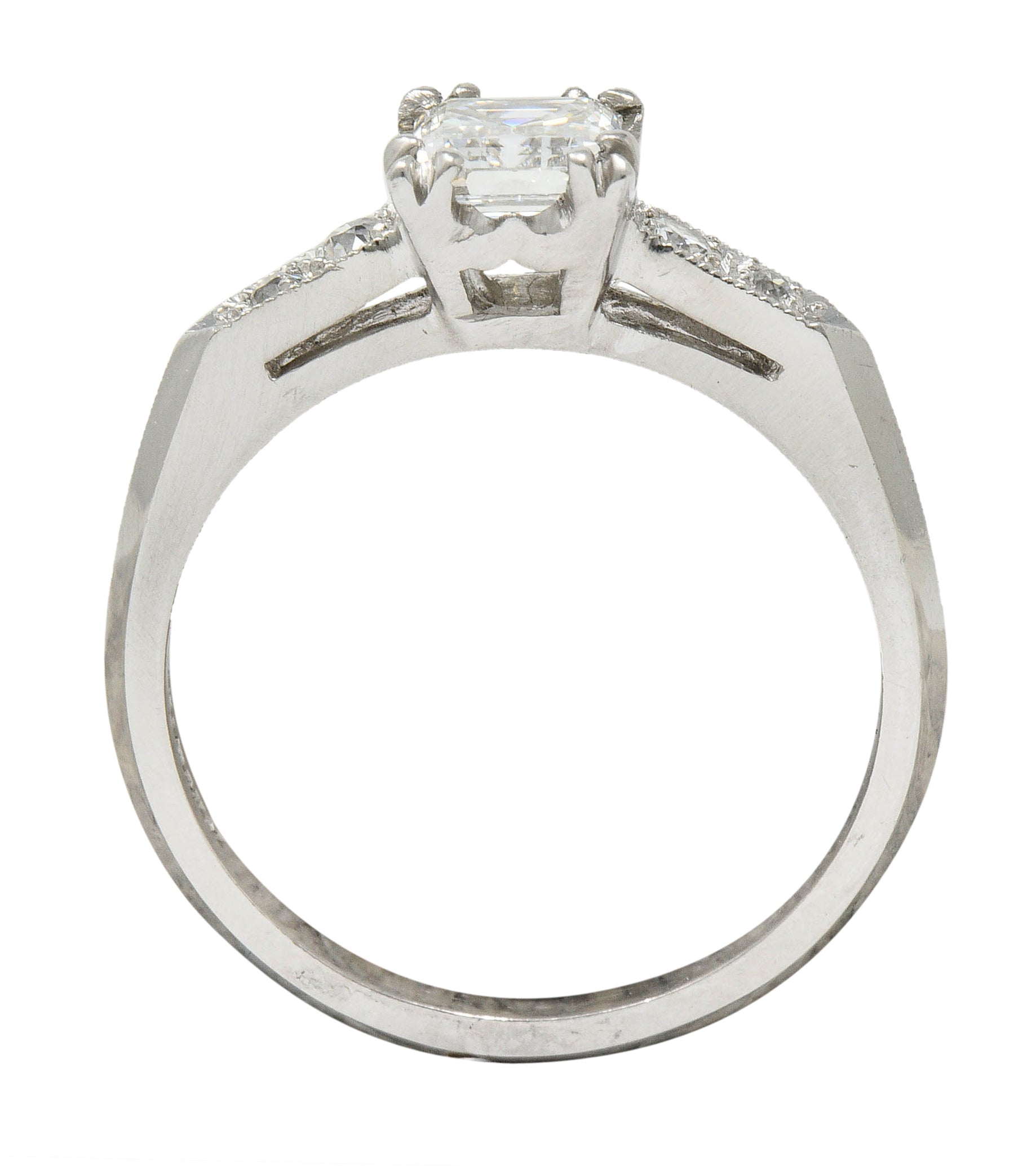 Art Deco 0.96 CTW Asscher Cut Diamond Platinum Engagement Ring GIARing - Wilson's Estate Jewelry