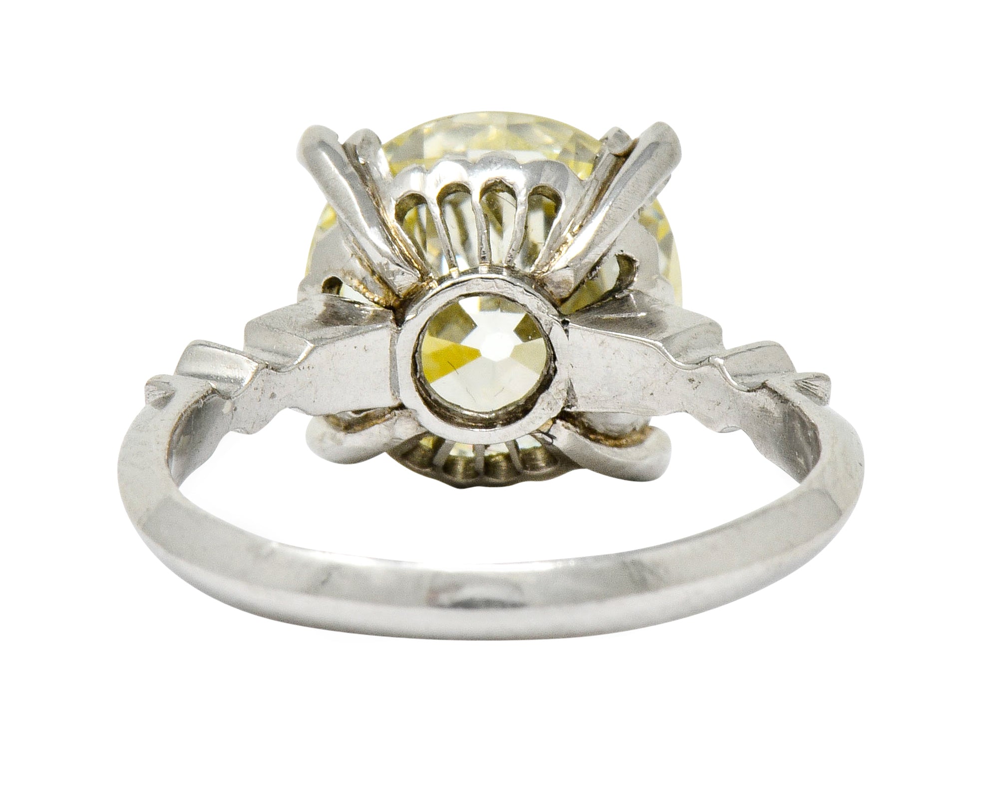 Retro 3.47 CTW Diamond Platinum Engagement Ring GIA Wilson's Estate Jewelry