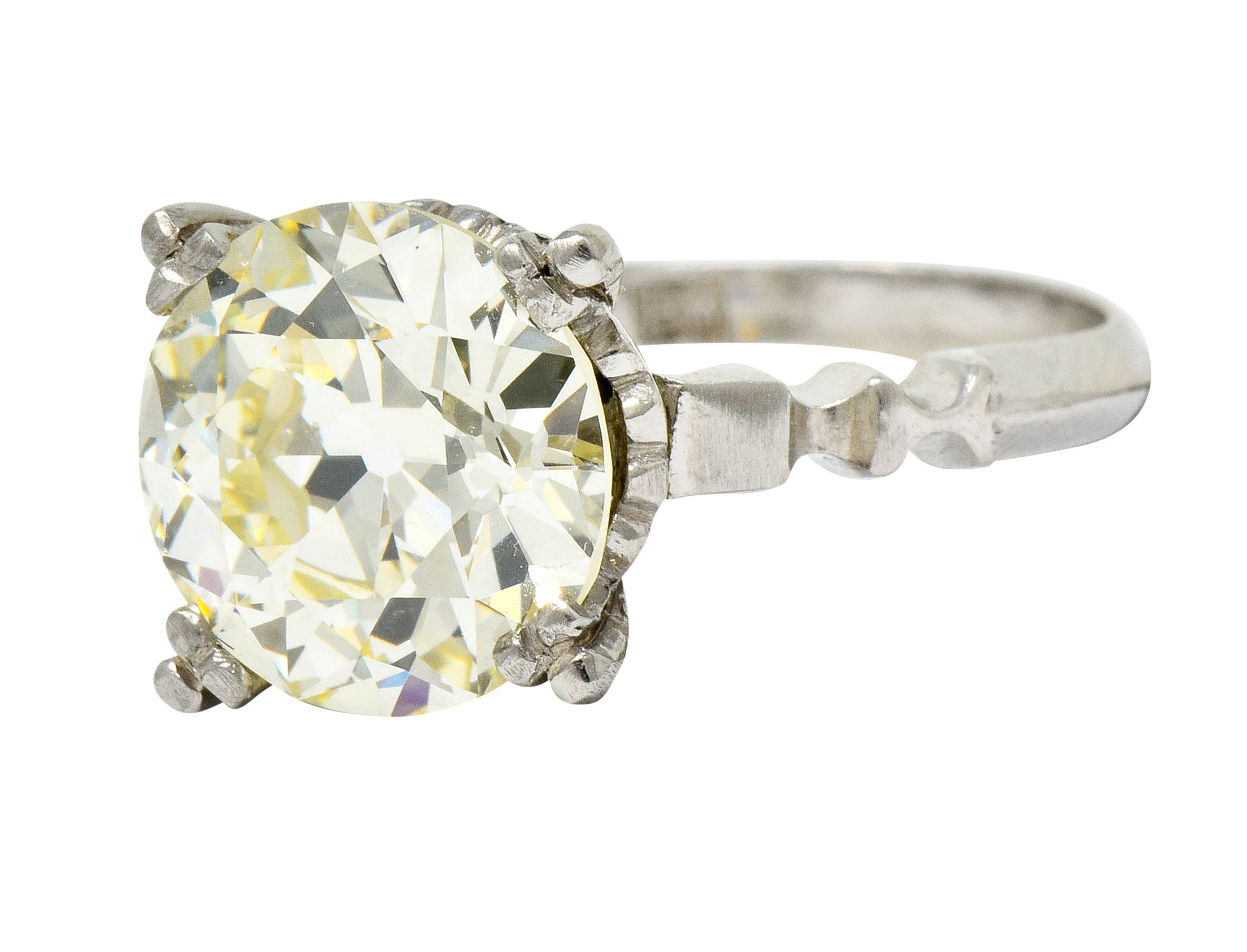 Retro 3.47 CTW Diamond Platinum Engagement Ring GIA Wilson's Estate Jewelry
