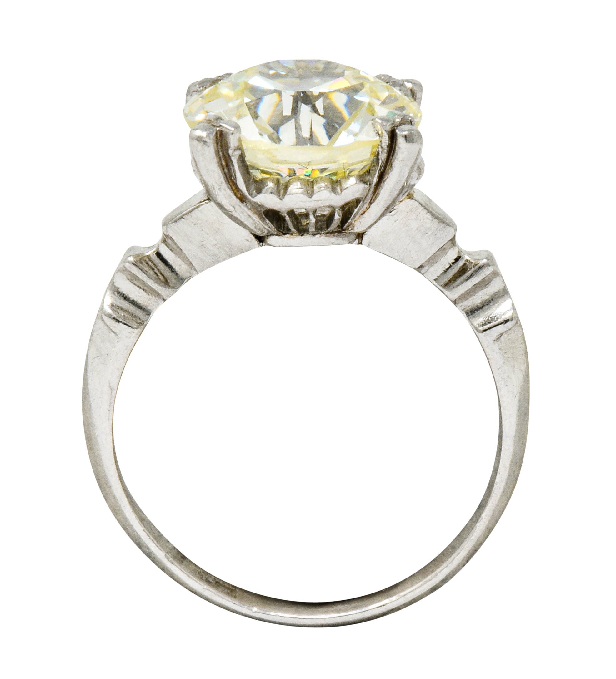 Retro 3.47 CTW Diamond Platinum Engagement Ring GIA Wilson's Estate Jewelry