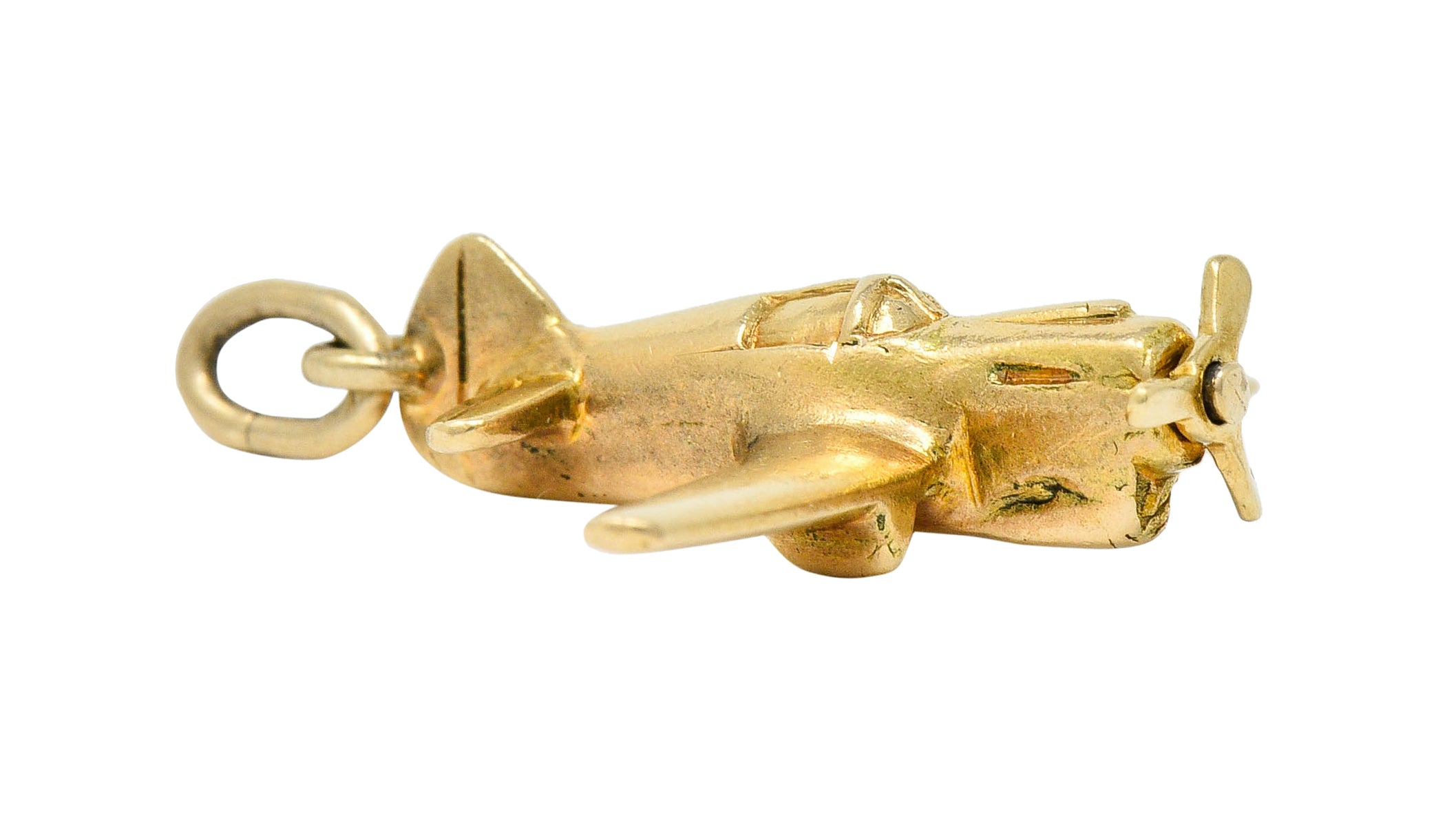 1940's Retro 14 Karat Gold Prop Airplane Charmcharm - Wilson's Estate Jewelry