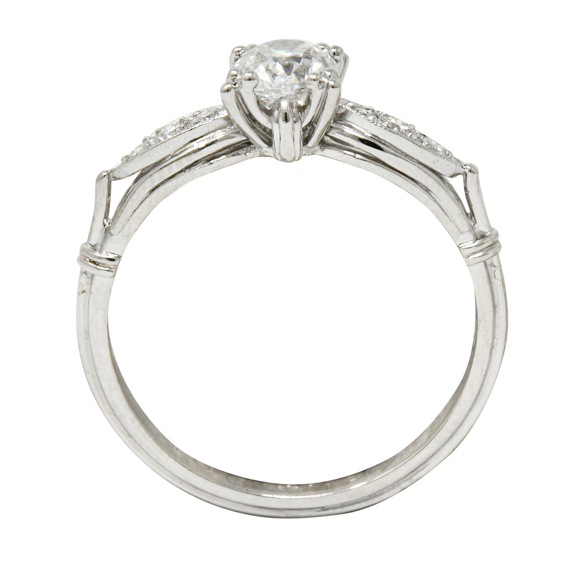 Art Deco 0.75 CTW Diamond Platinum Engagement Ring GIARing - Wilson's Estate Jewelry