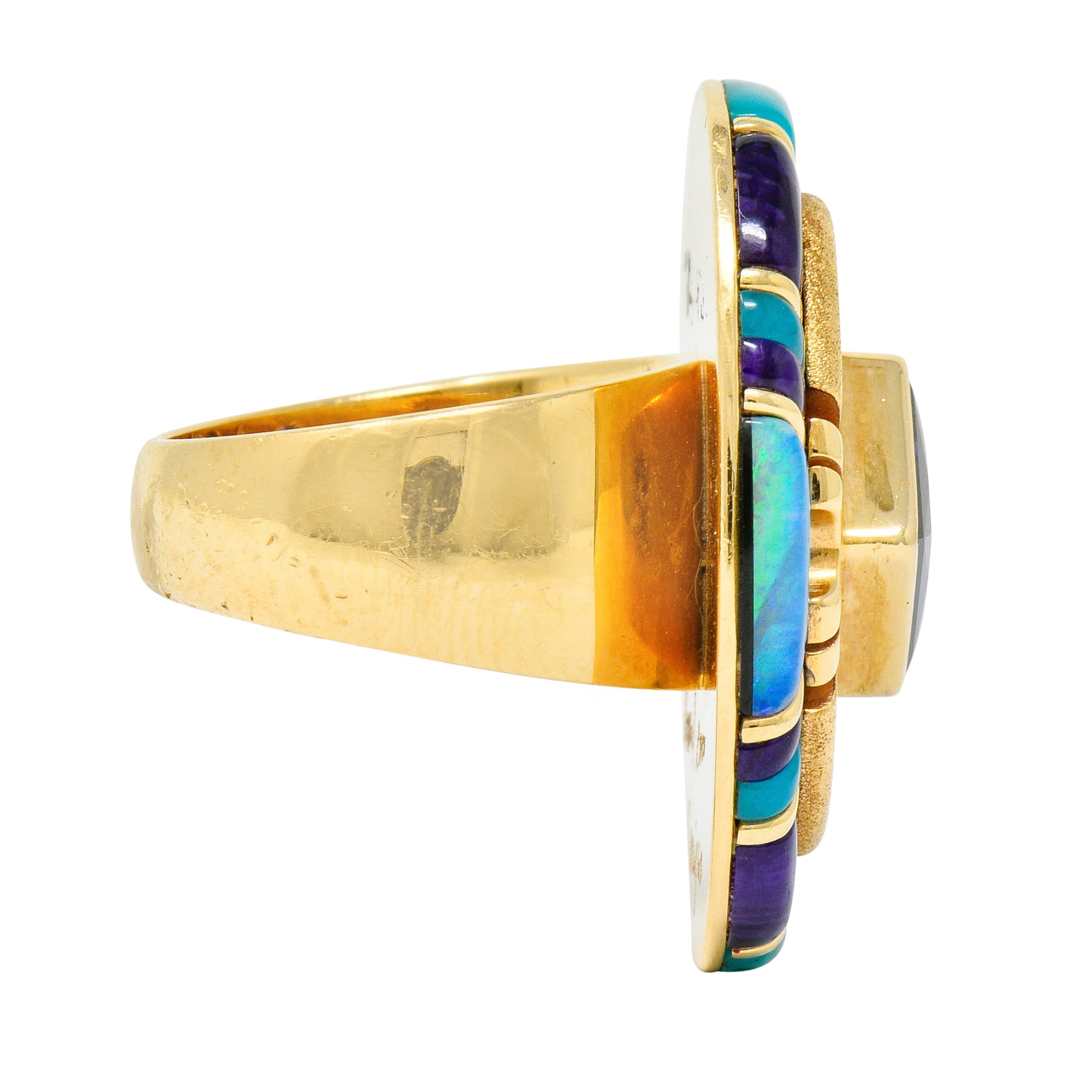 Vintage Amethyst Opal Diamond 14 Karat Gold Statement RingRing - Wilson's Estate Jewelry