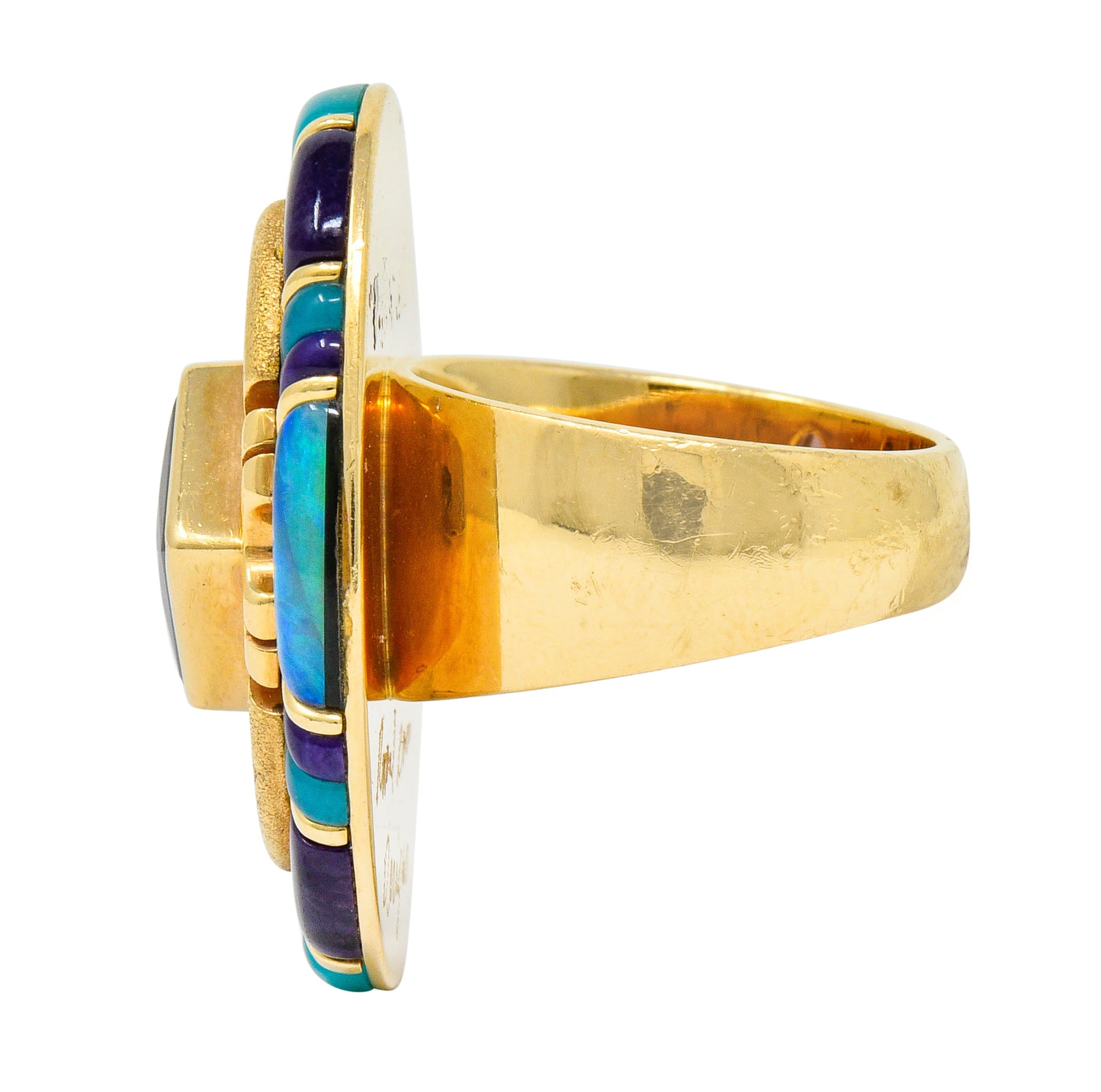 Vintage Amethyst Opal Diamond 14 Karat Gold Statement RingRing - Wilson's Estate Jewelry